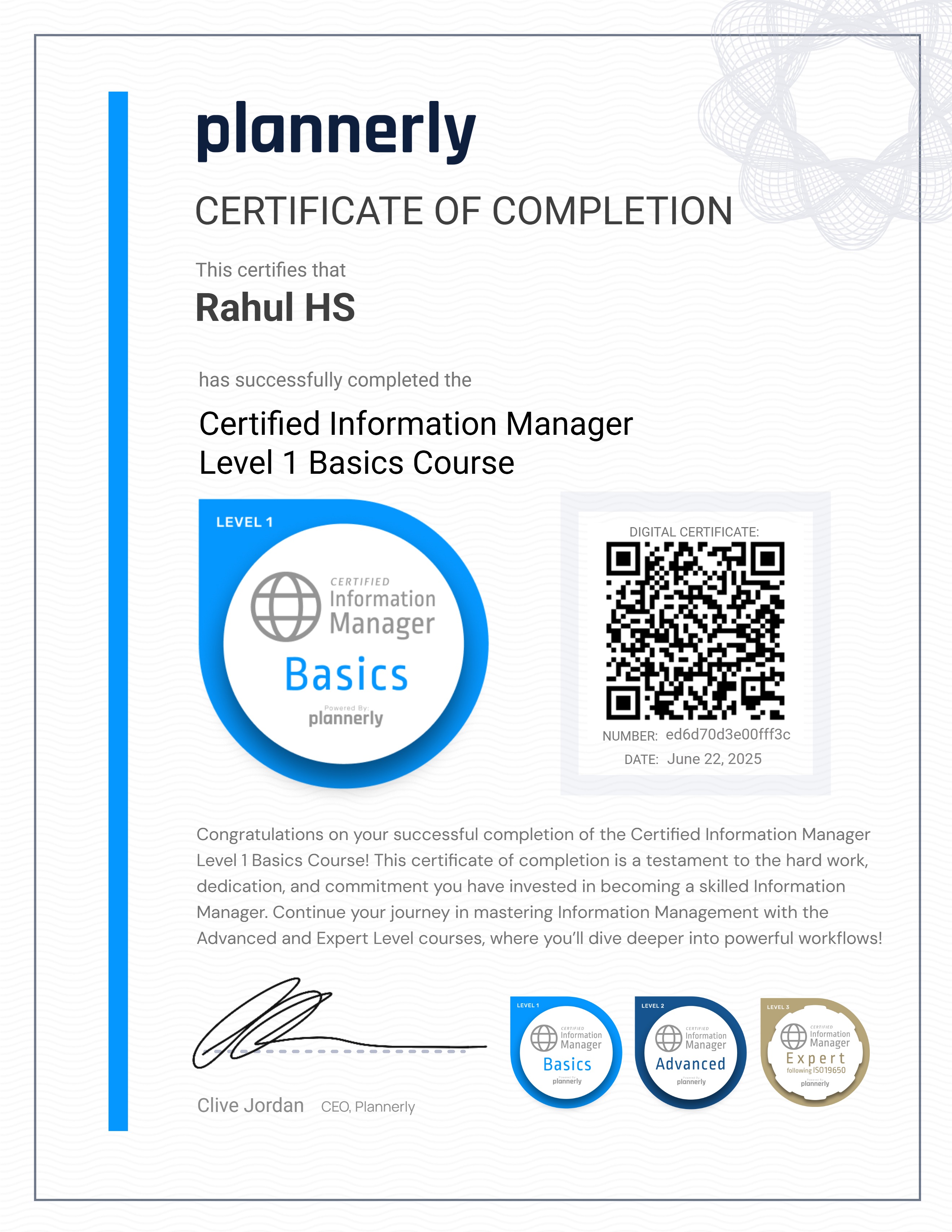 Level 1 Information Manager - Basics