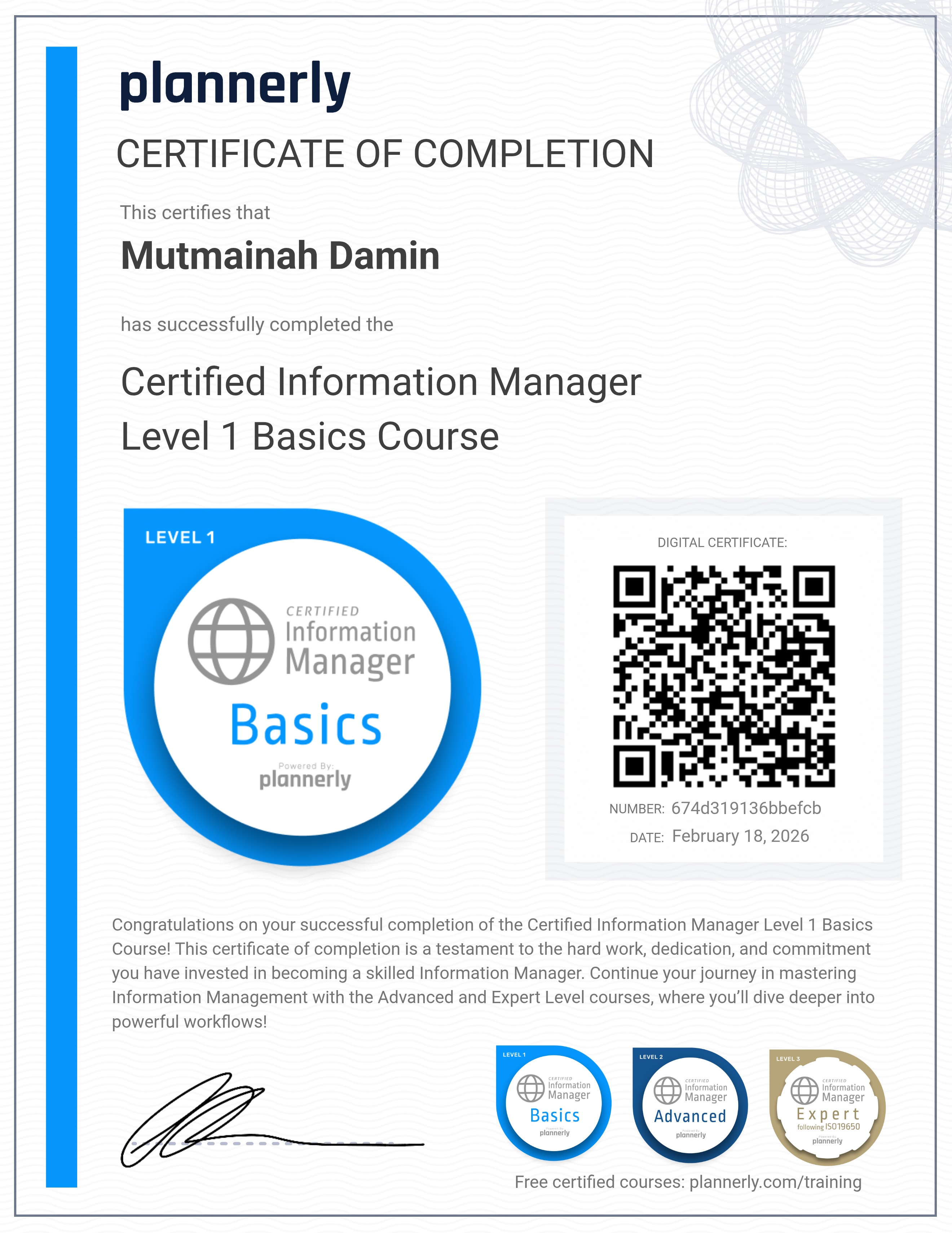 Level 1 Information Manager - Basics