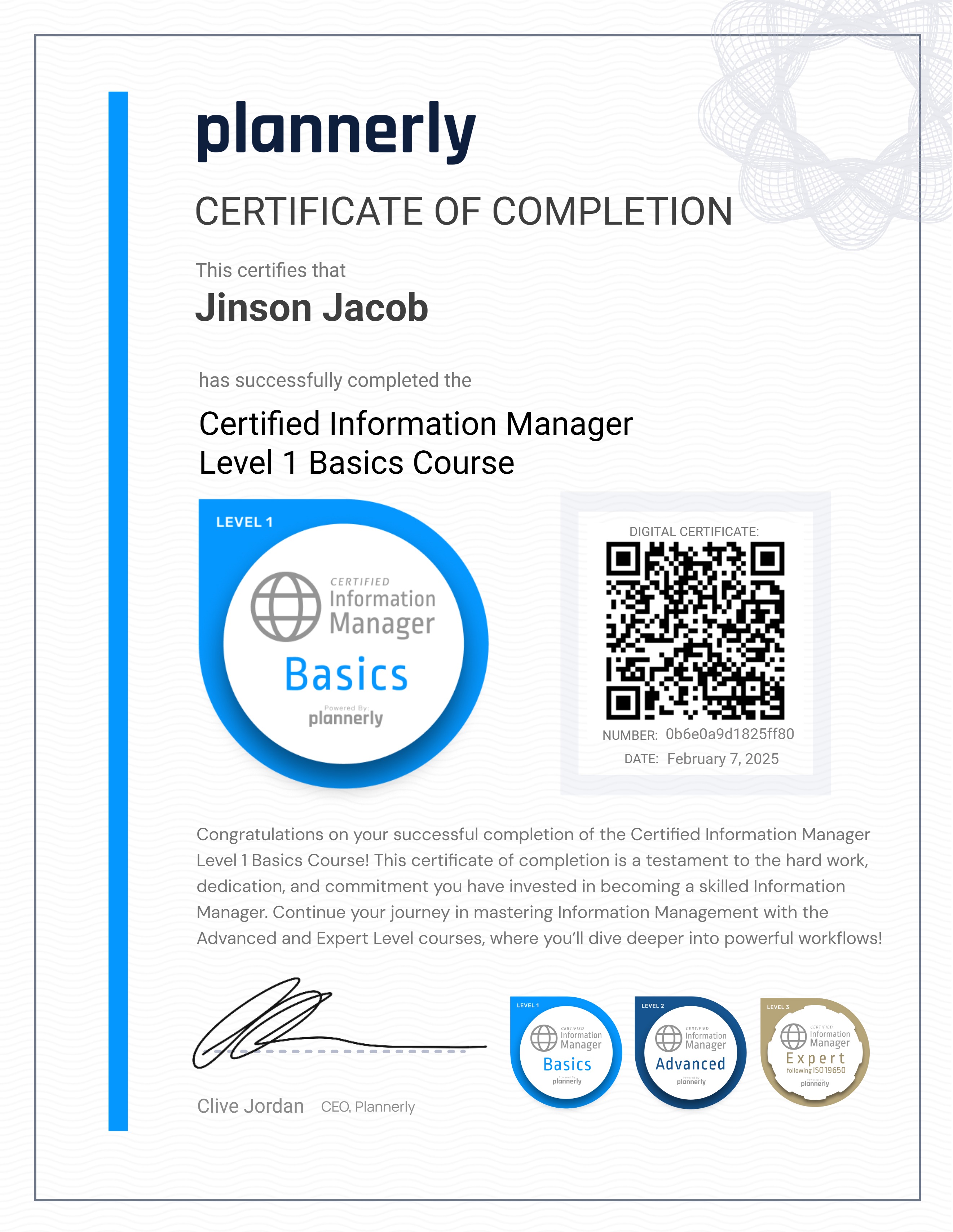 Level 1 Information Manager - Basics