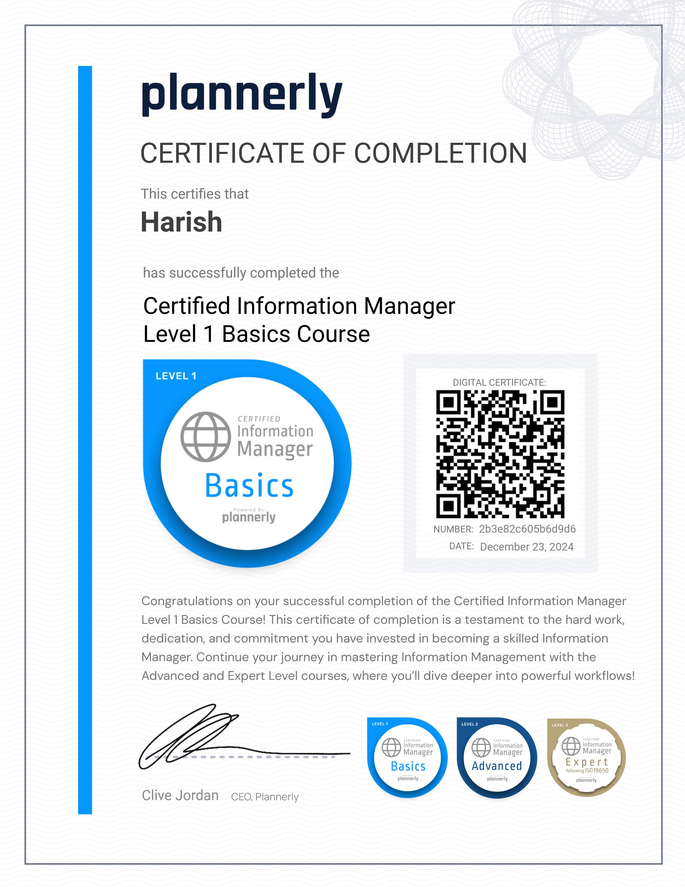 Level 1 Information Manager - Basics
