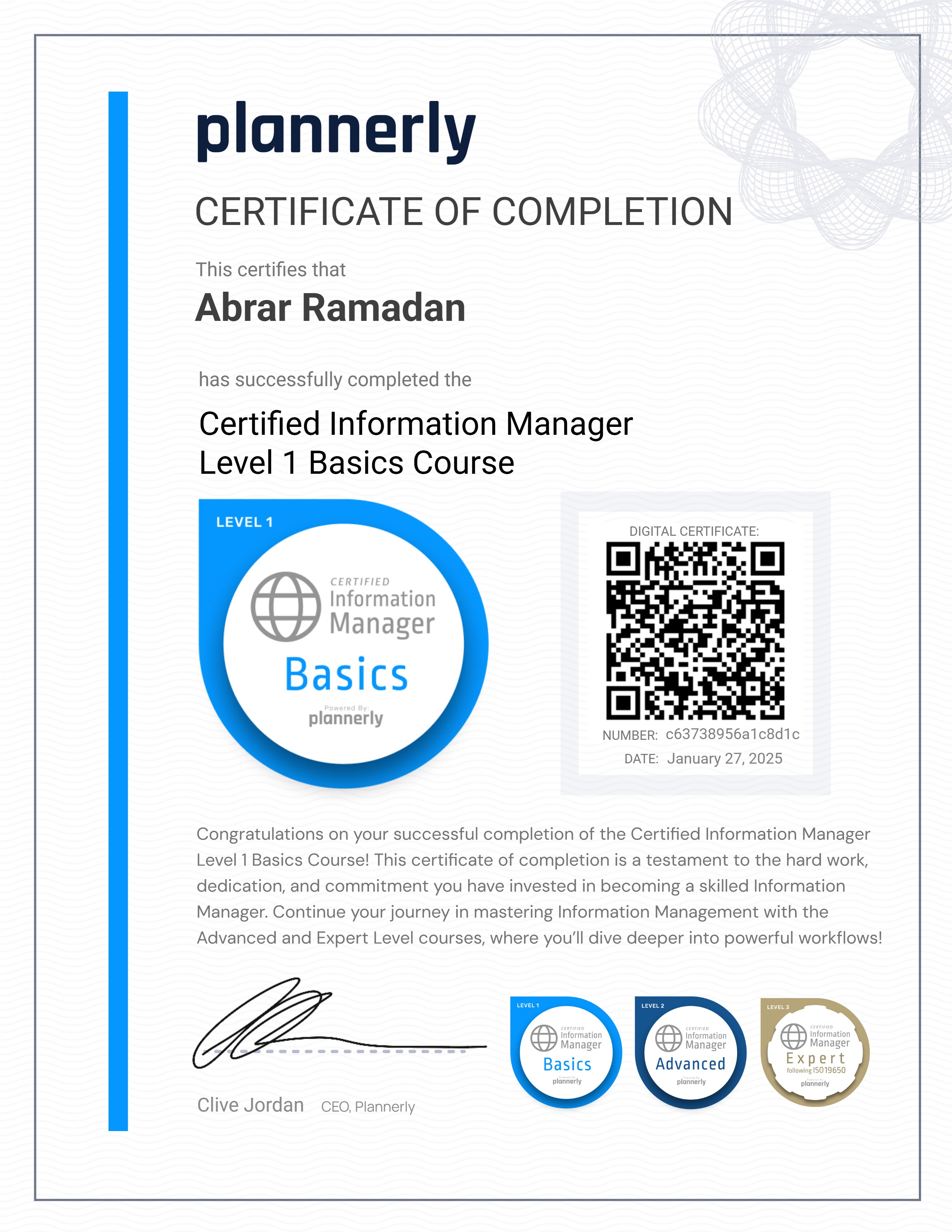 Level 1 Information Manager - Basics