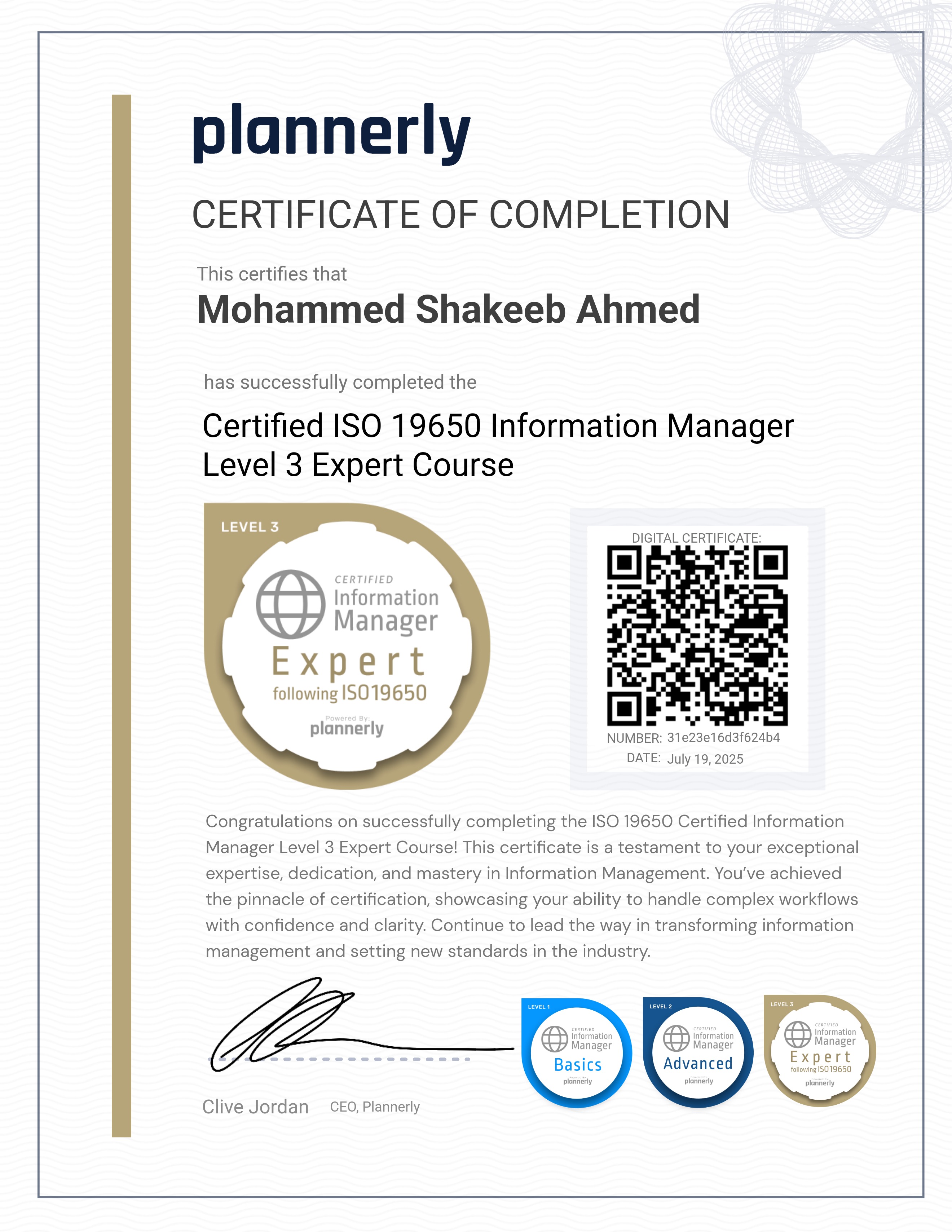 Level 3 Information Manager - ISO 19650 Expert