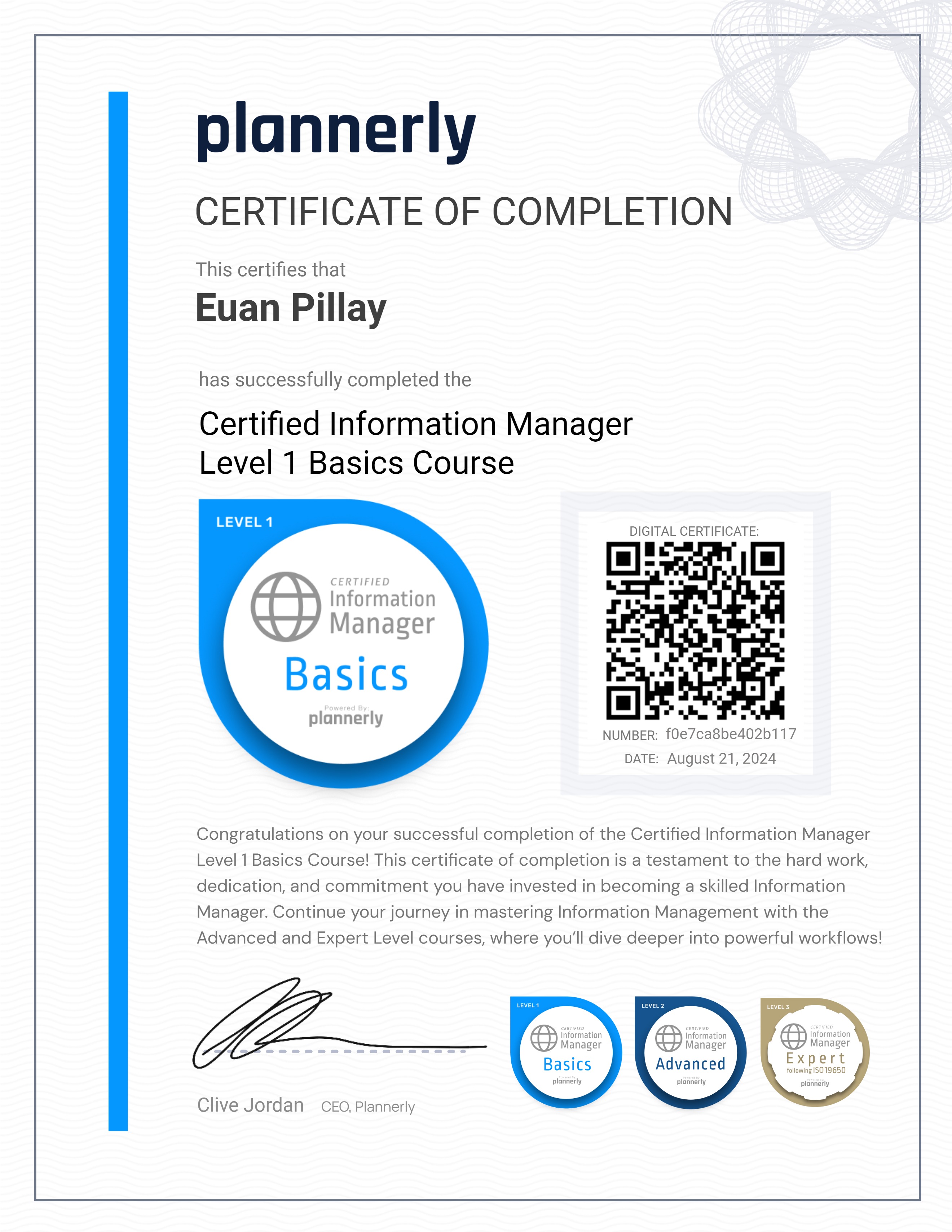Level 1 Information Manager - Basics