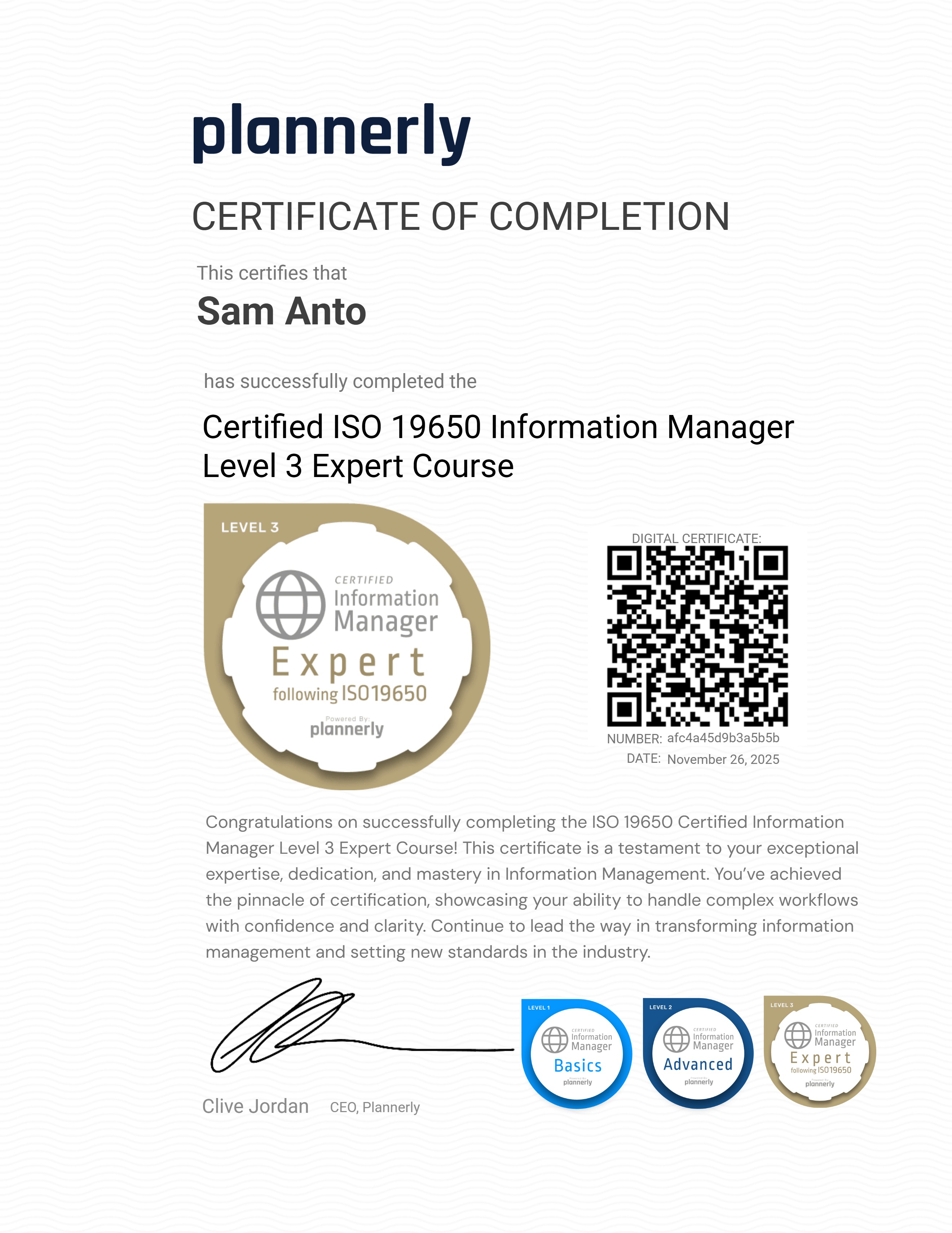 Level 3 Information Manager - ISO 19650 Expert