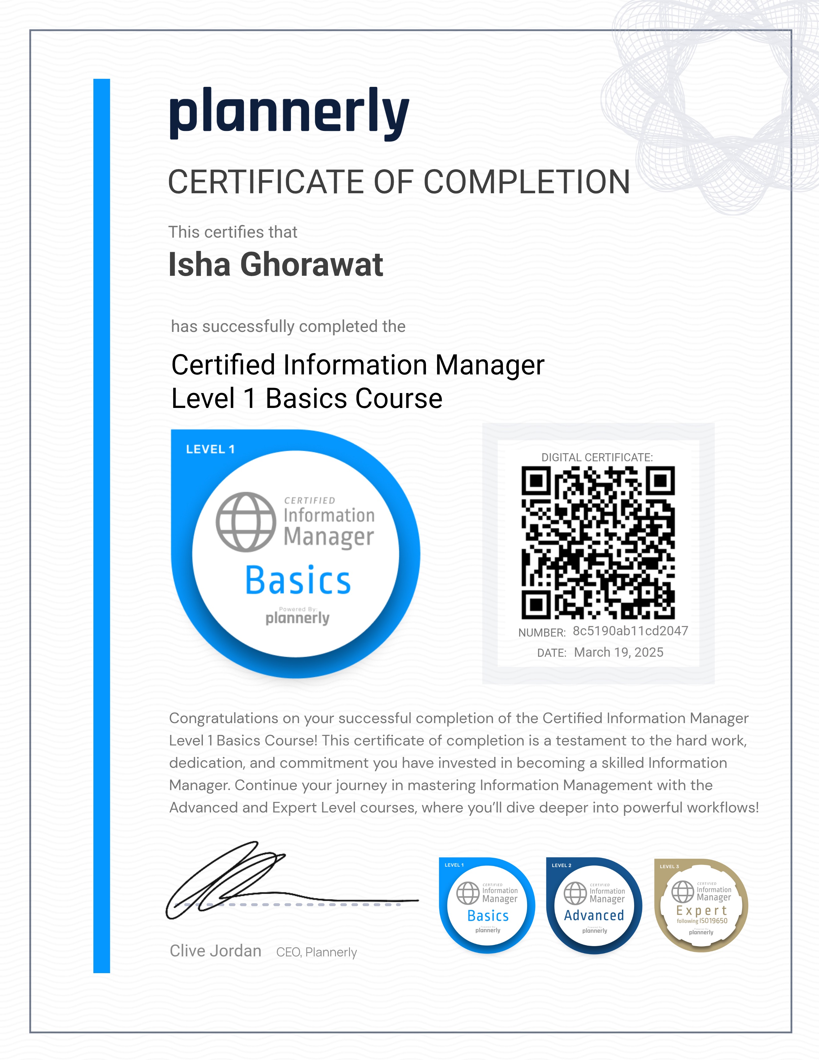 Level 1 Information Manager - Basics