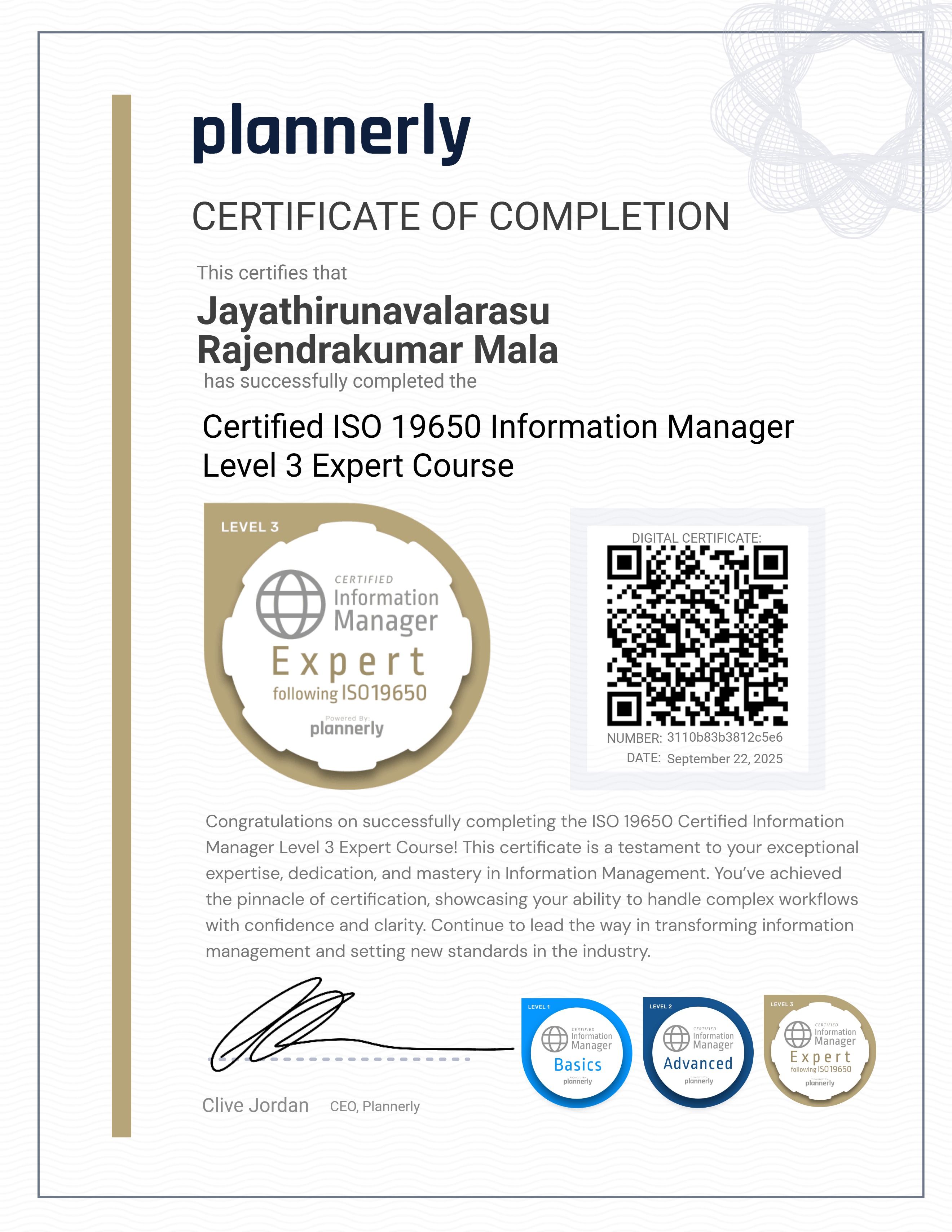 Level 3 Information Manager - ISO 19650 Expert