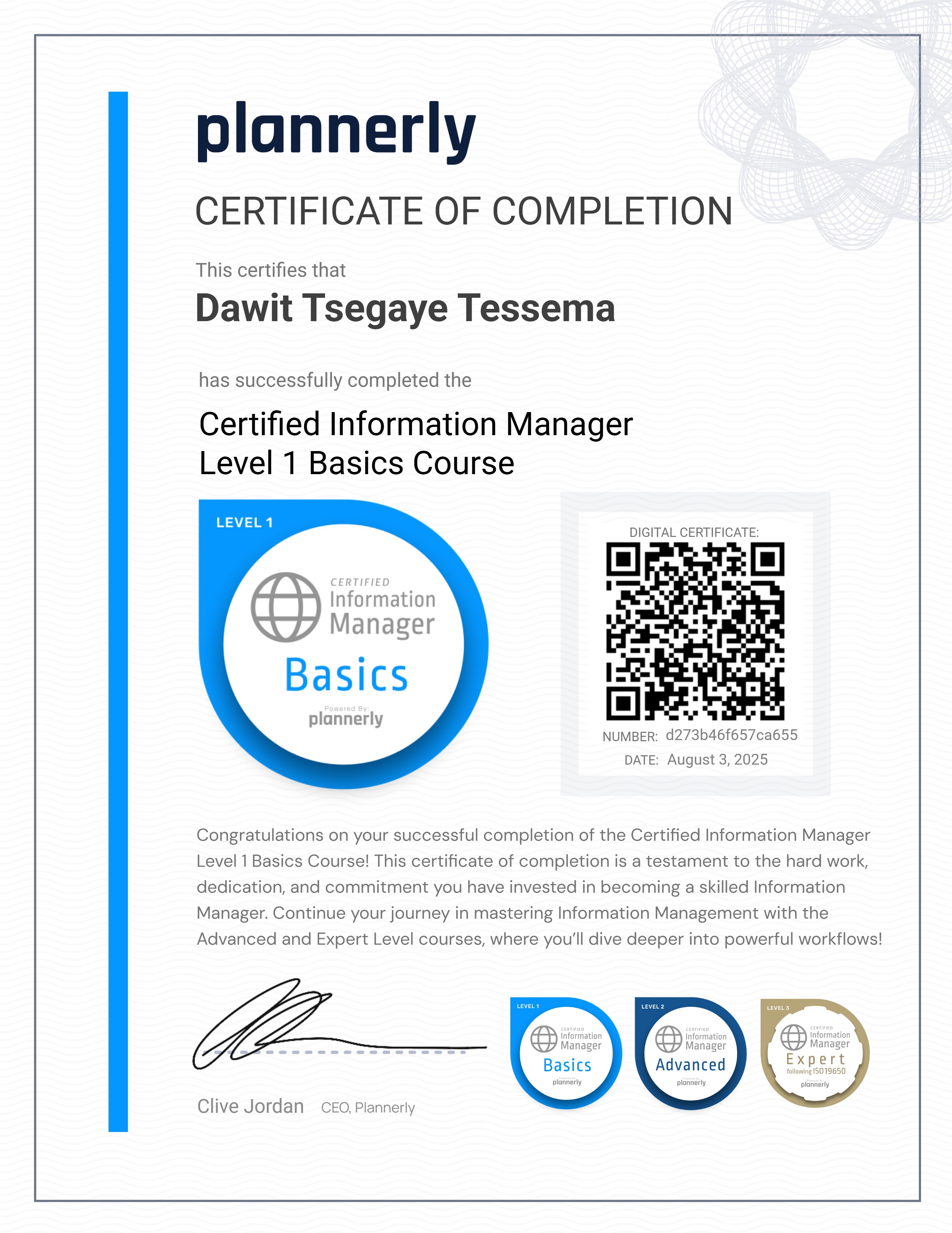 Level 1 Information Manager - Basics