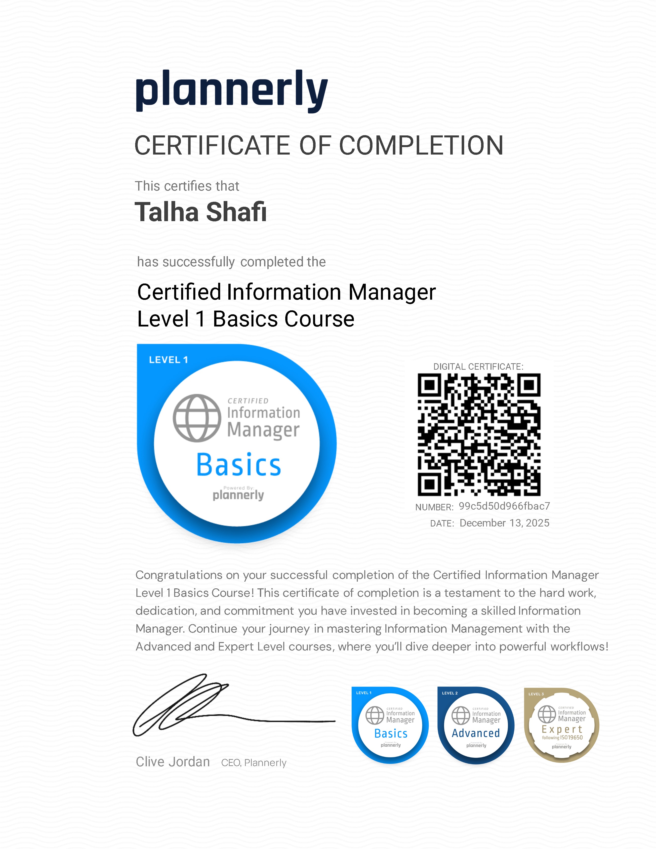 Level 1 Information Manager - Basics