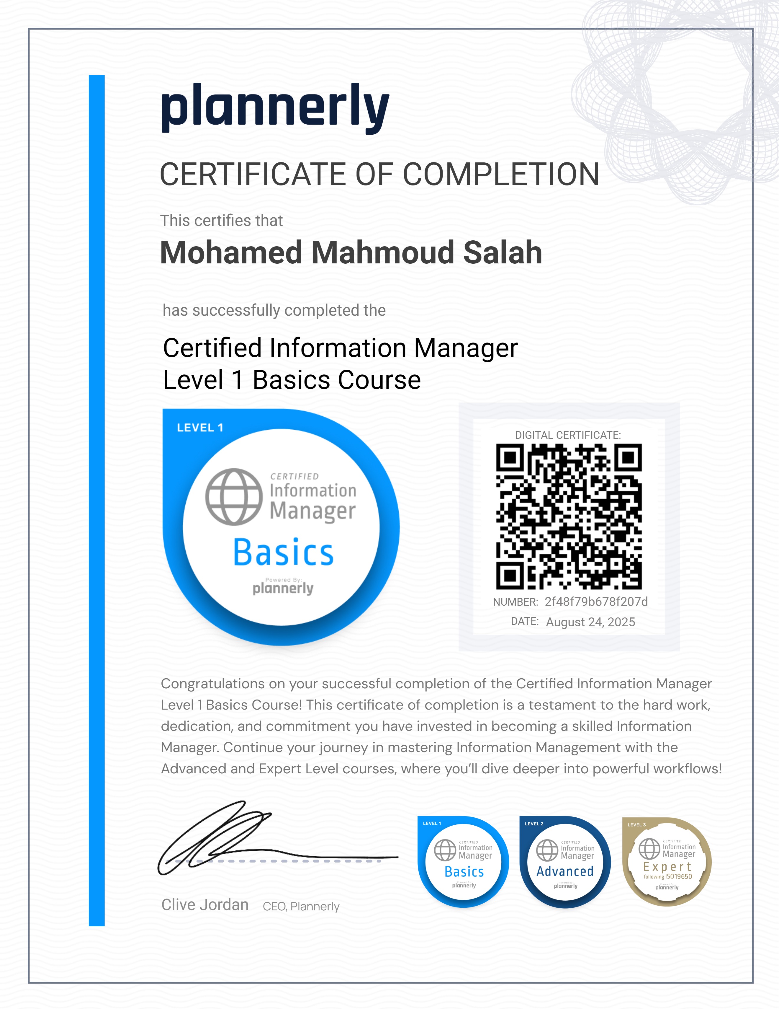 Level 1 Information Manager - Basics