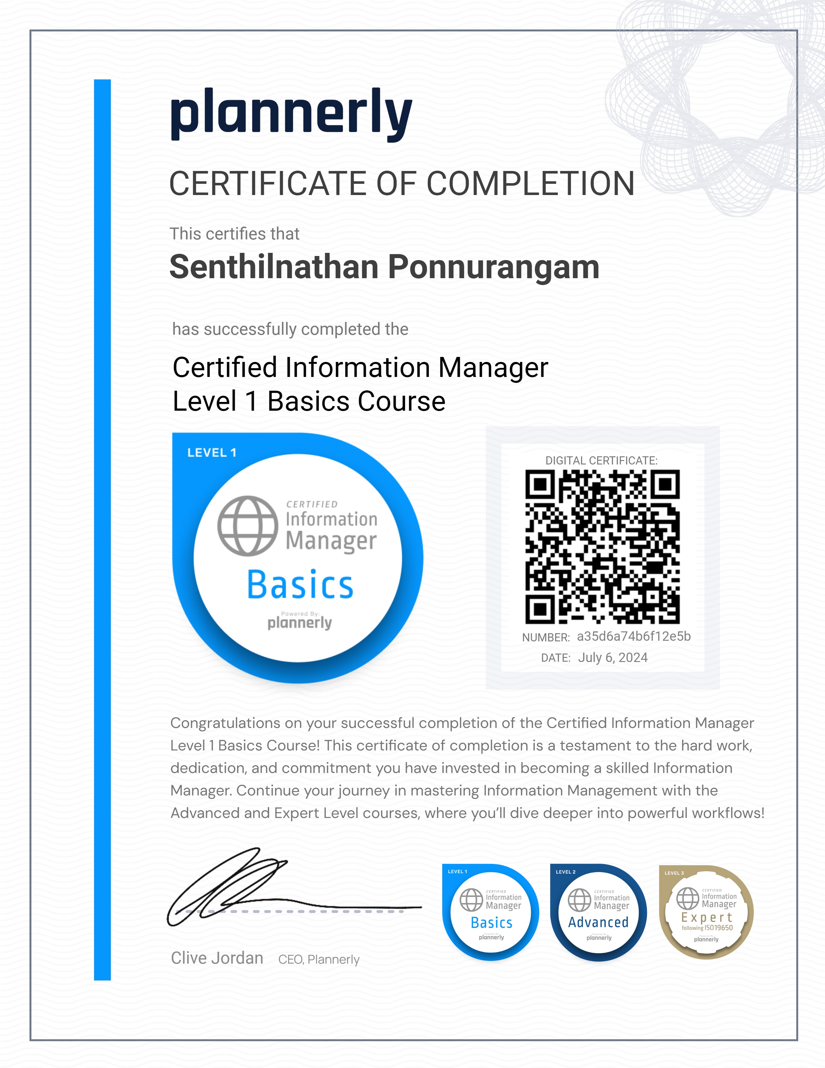 Level 1 Information Manager - Basics