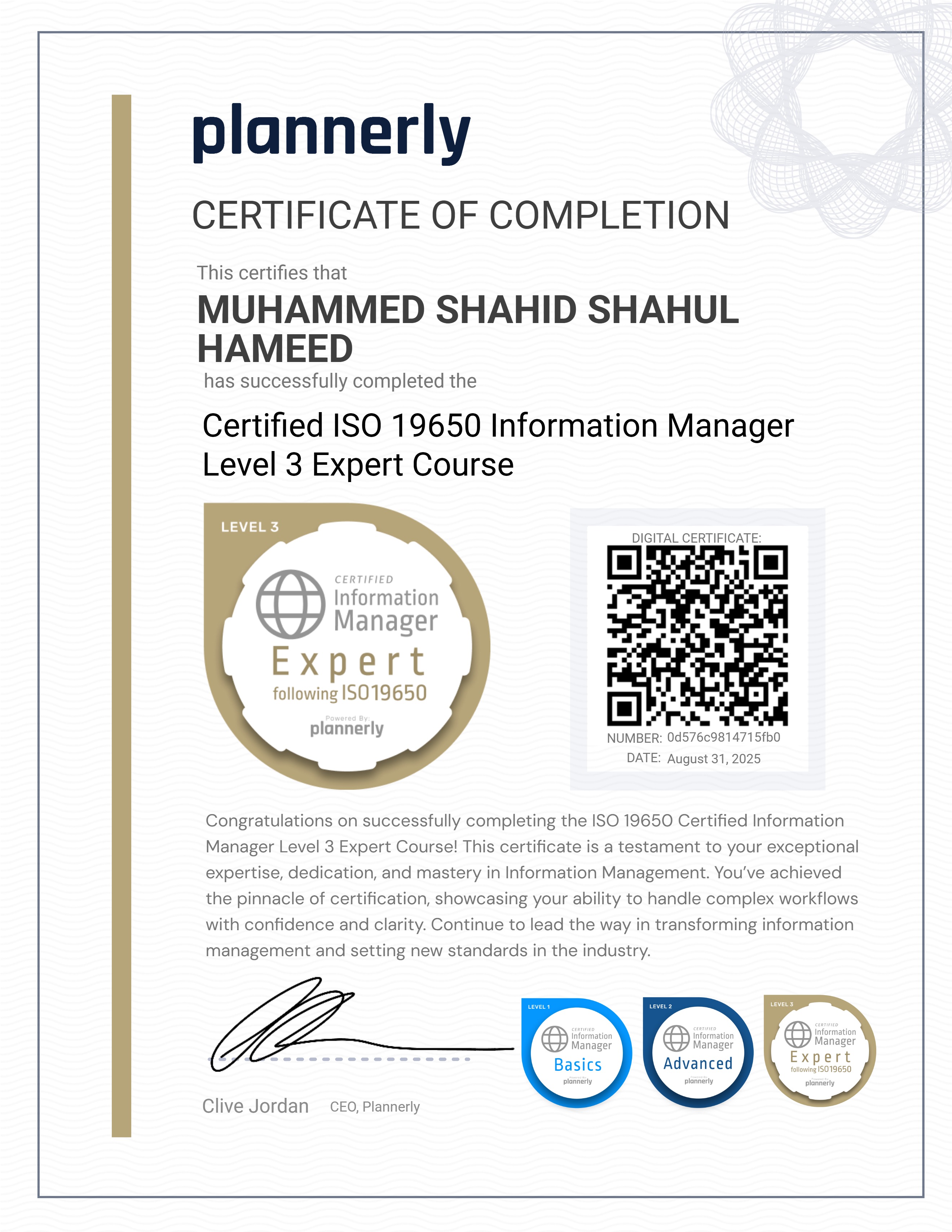 Level 3 Information Manager - ISO 19650 Expert