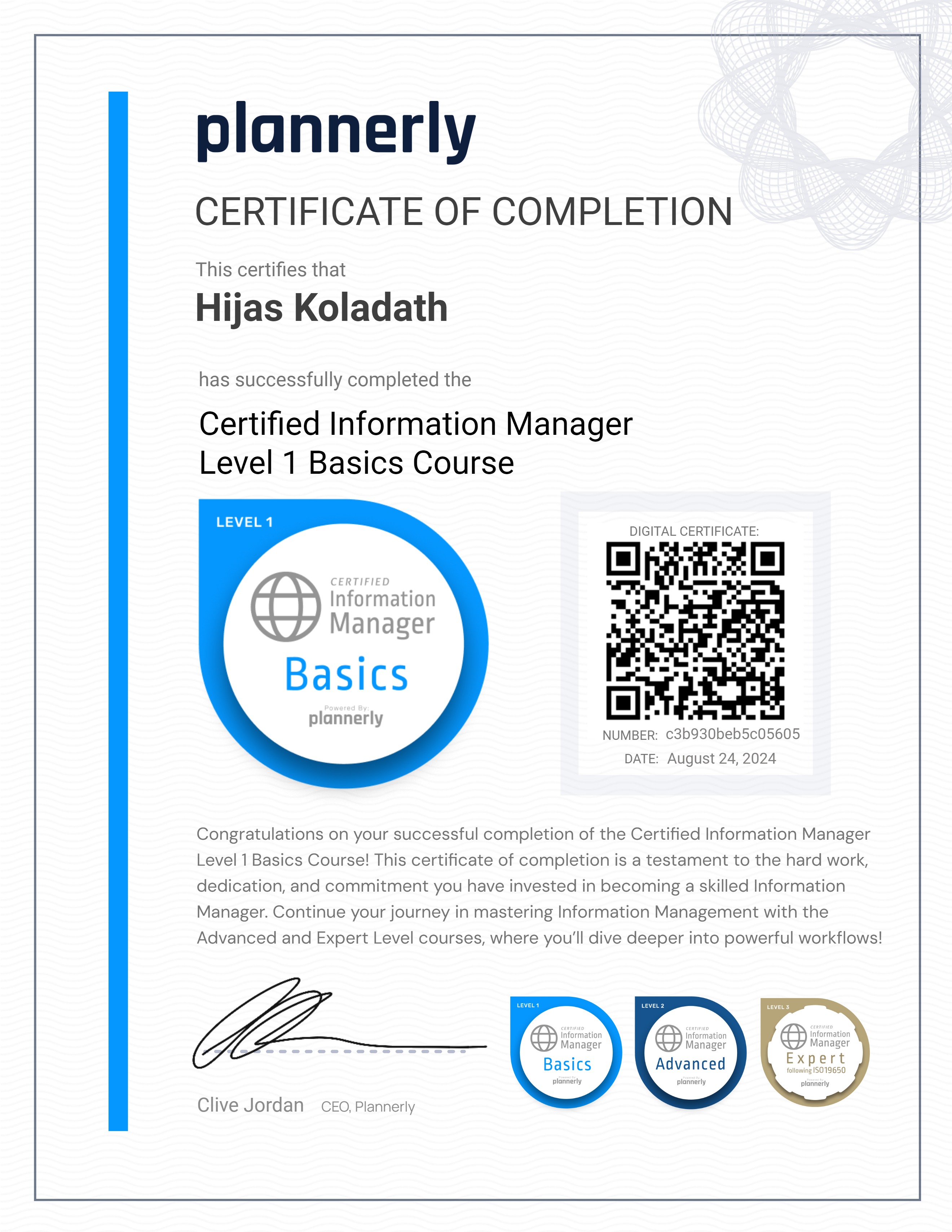 Level 1 Information Manager - Basics