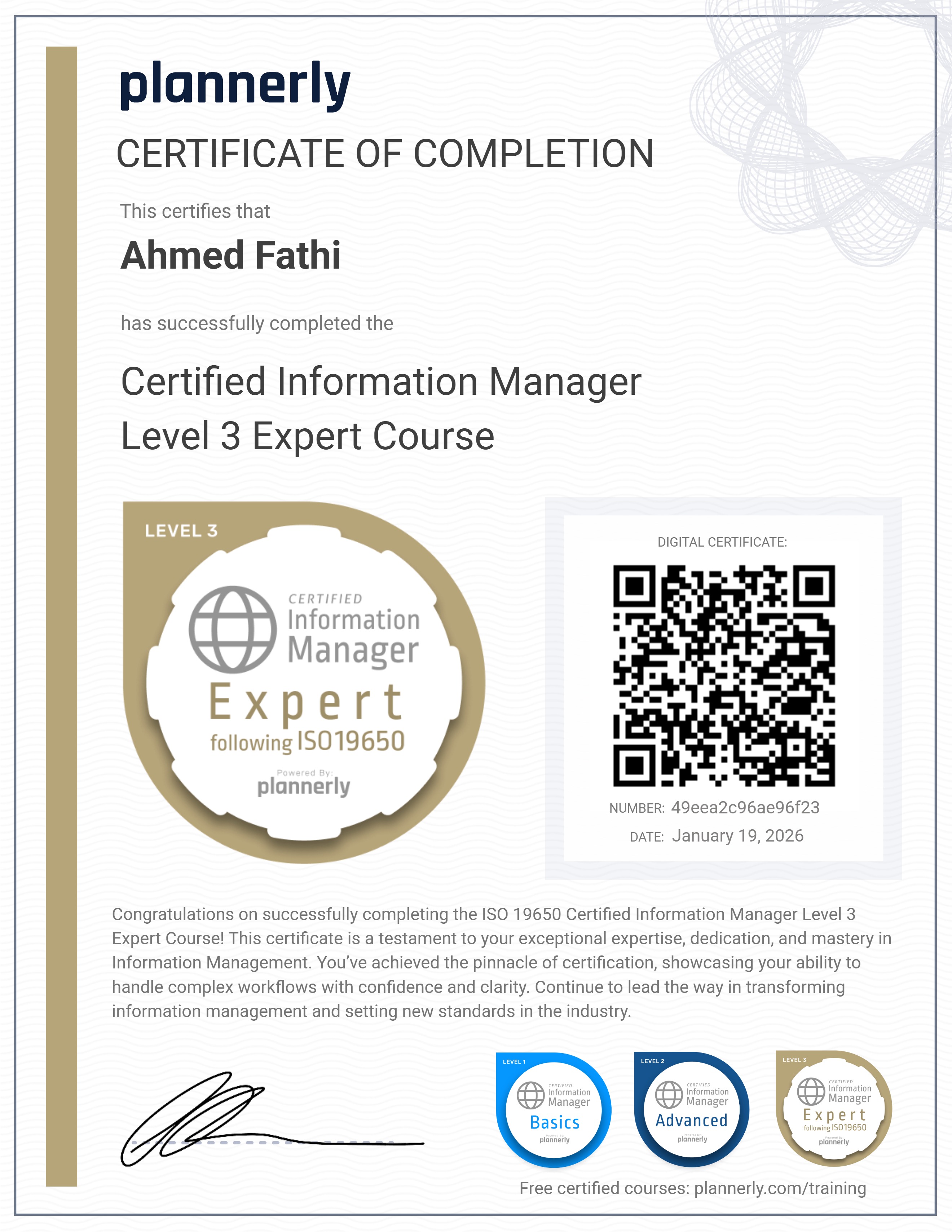 Level 3 Information Manager - ISO 19650 Expert