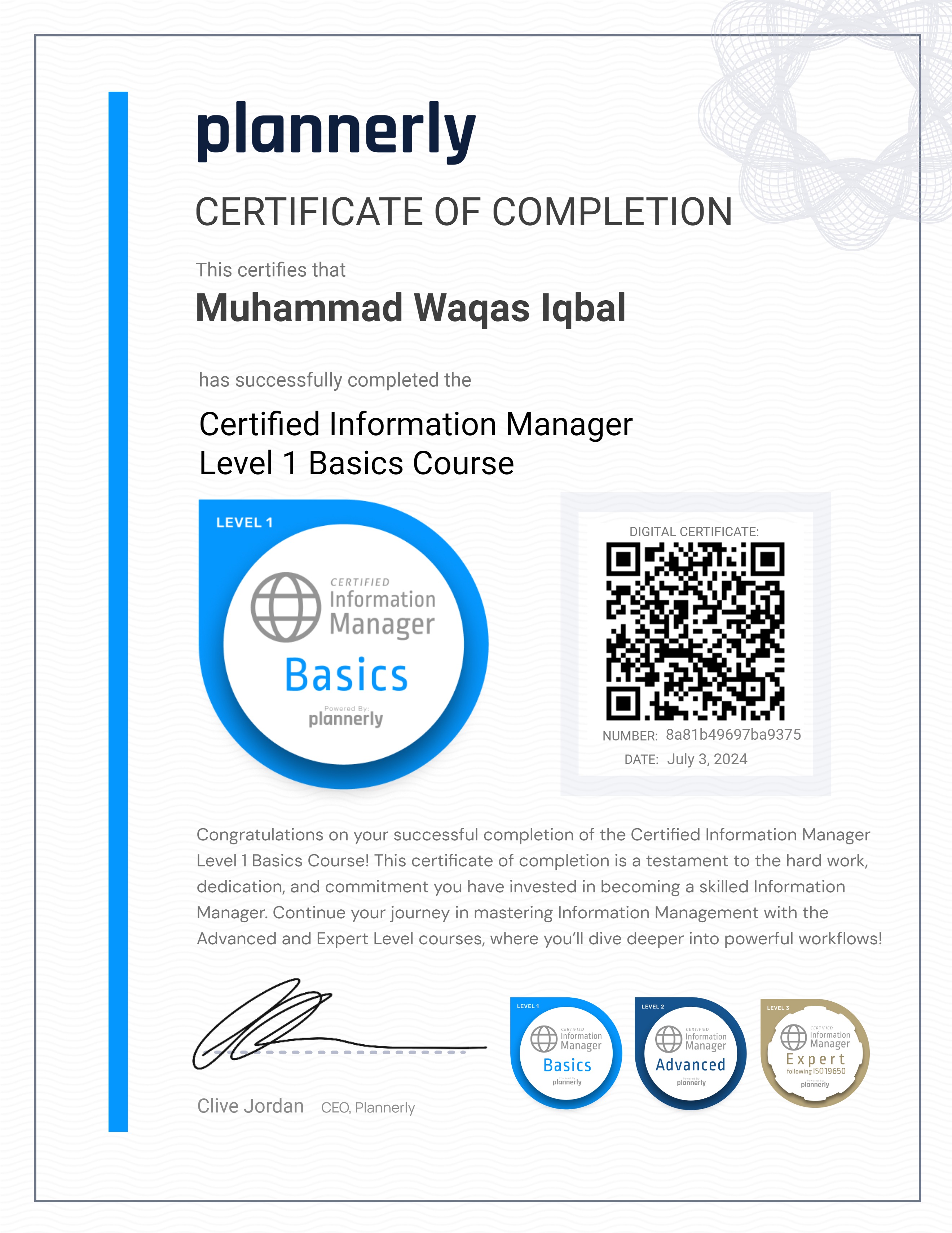 Level 1 Information Manager - Basics