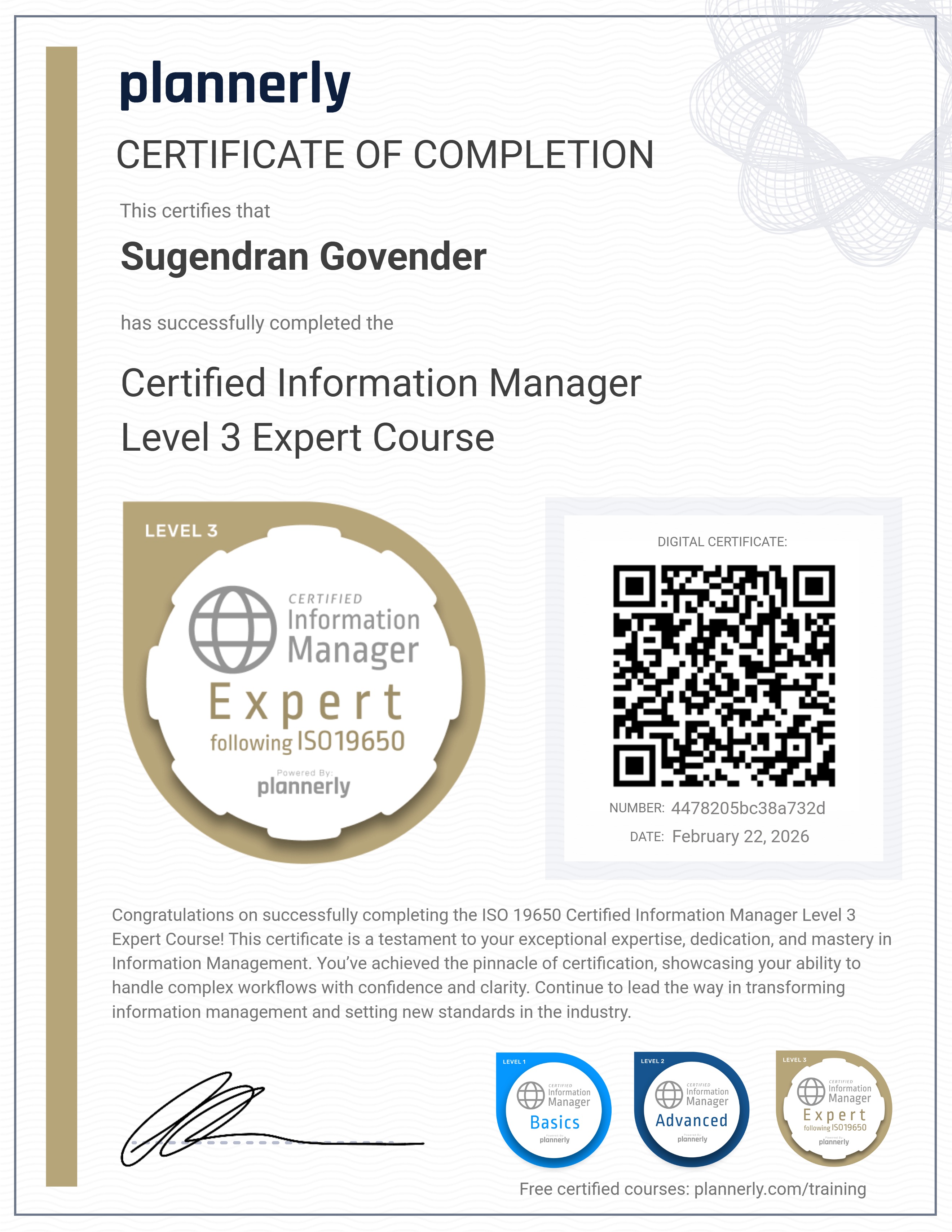 Level 3 Information Manager - ISO 19650 Expert