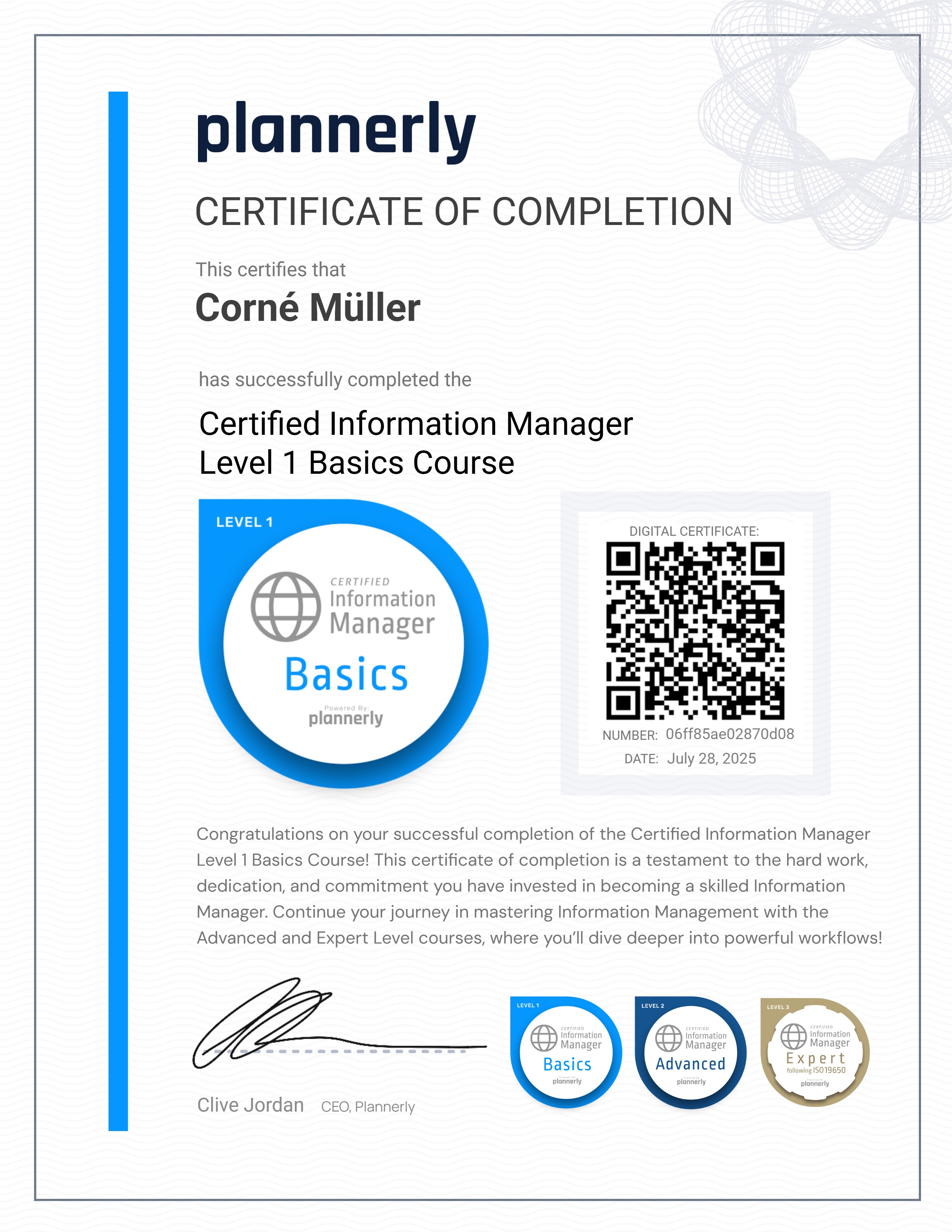 Level 1 Information Manager - Basics