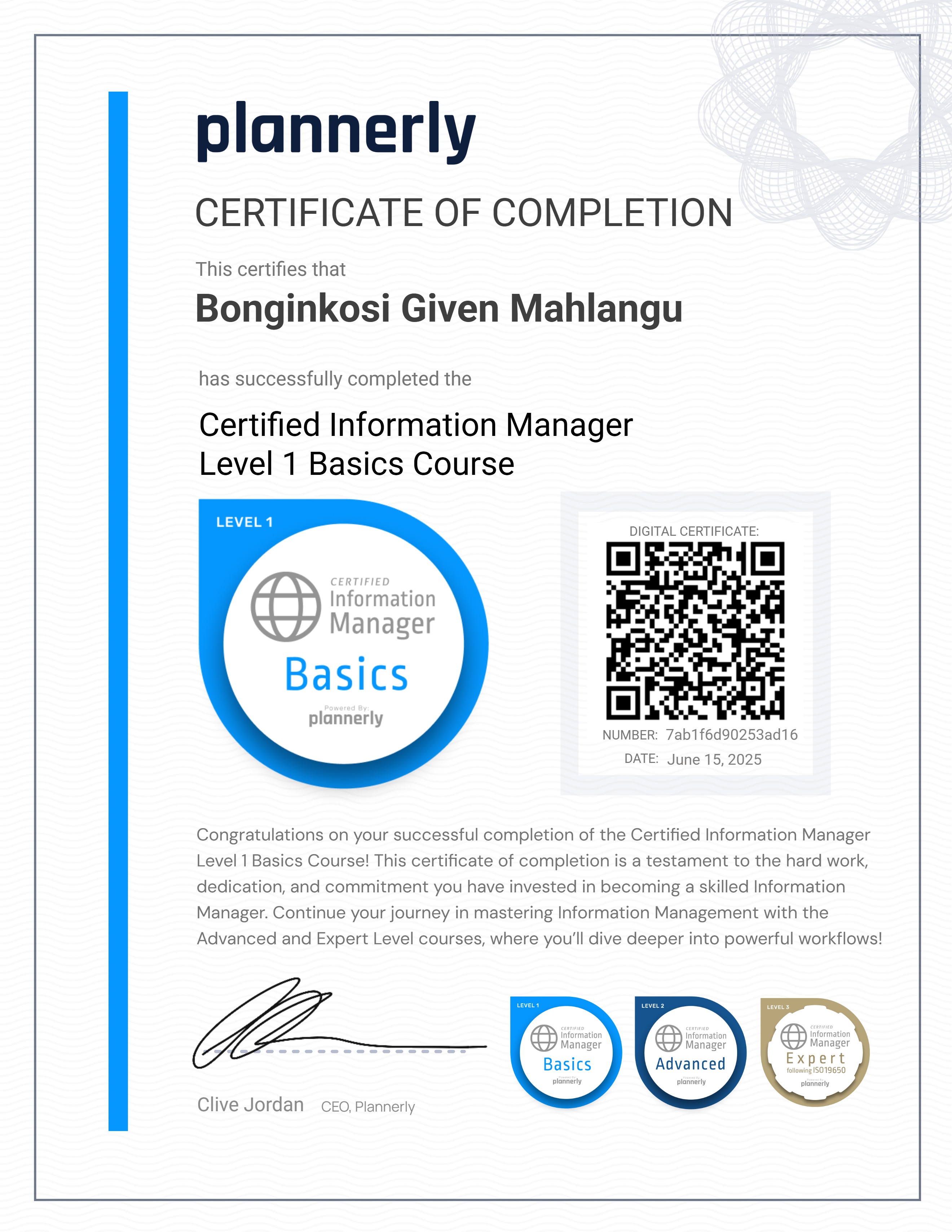 Level 1 Information Manager - Basics