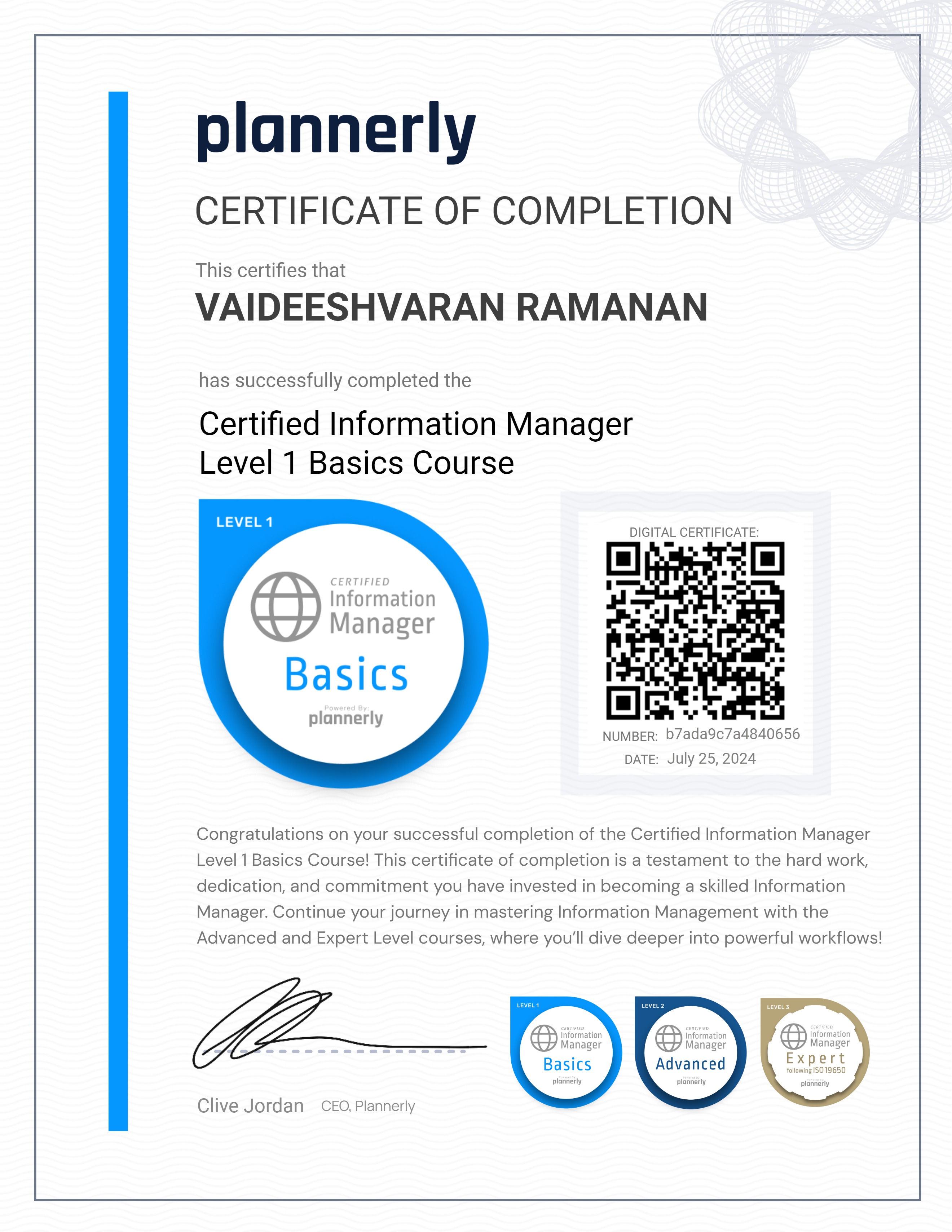 Level 1 Information Manager - Basics