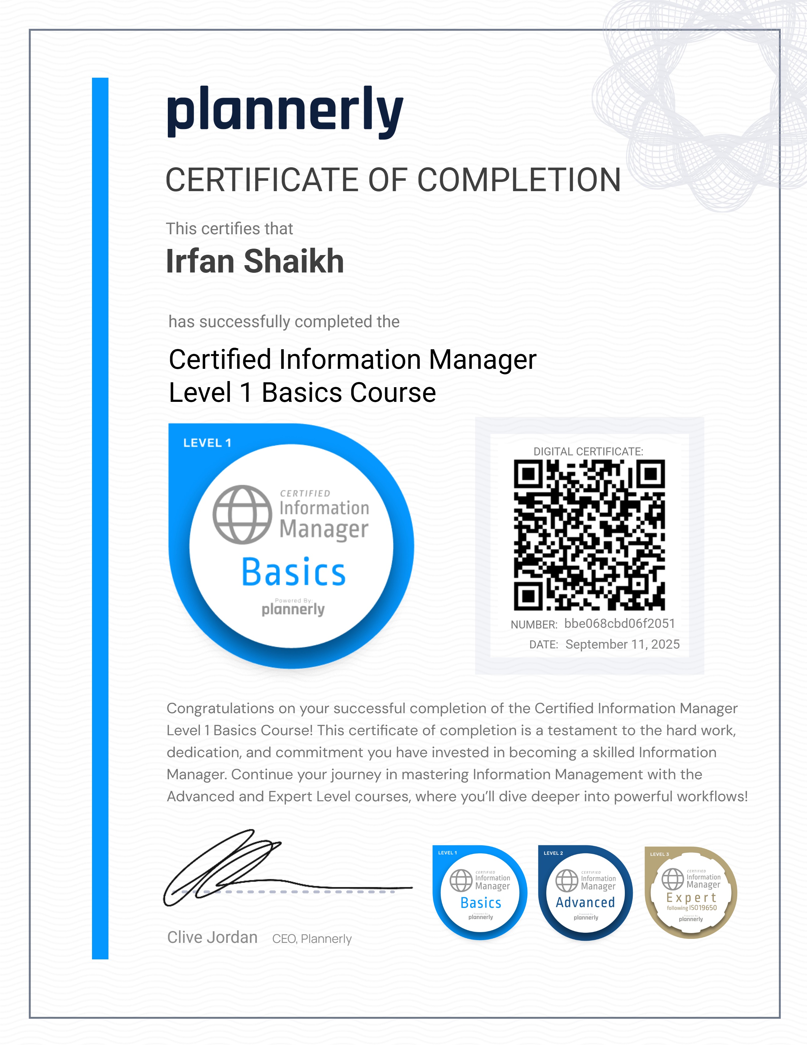 Level 1 Information Manager - Basics