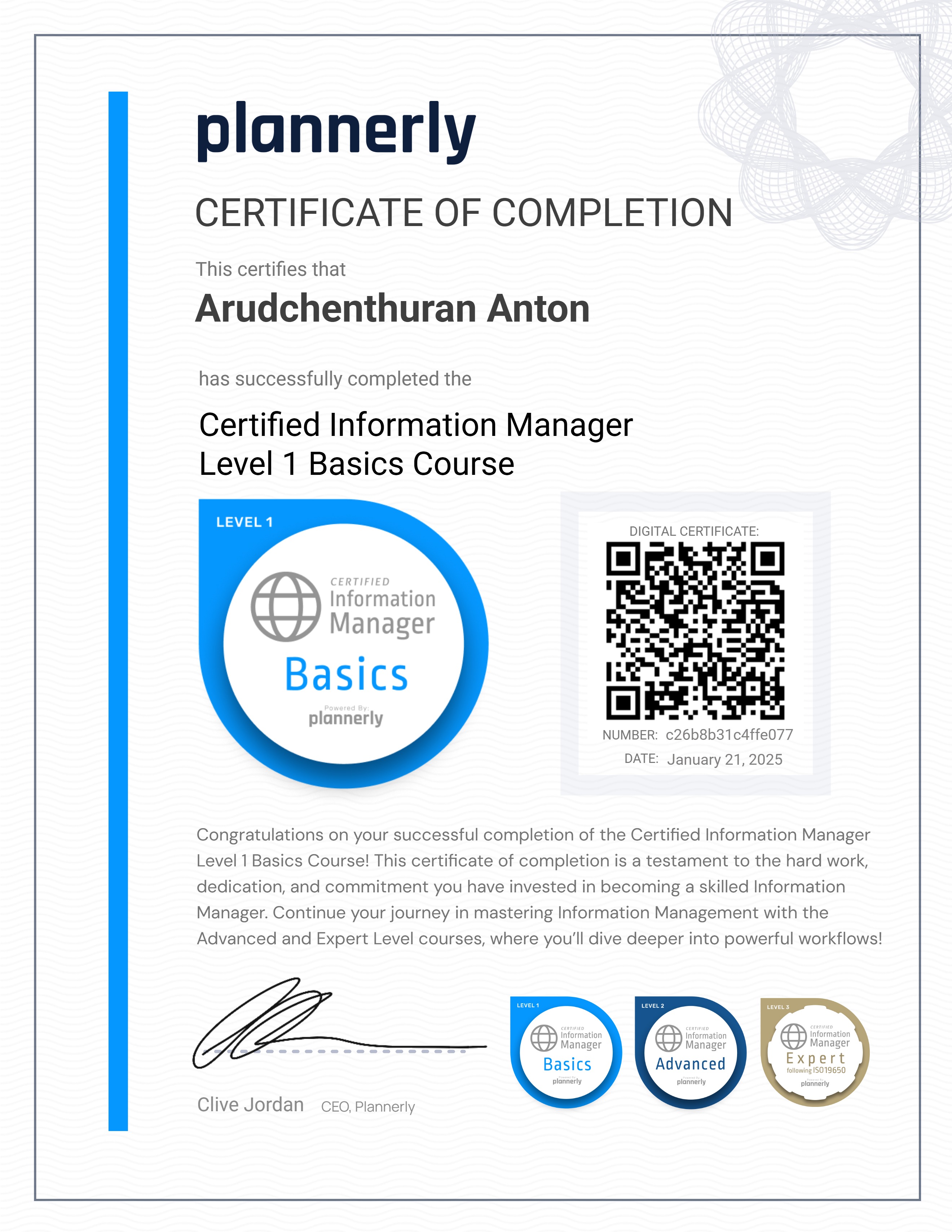Level 1 Information Manager - Basics