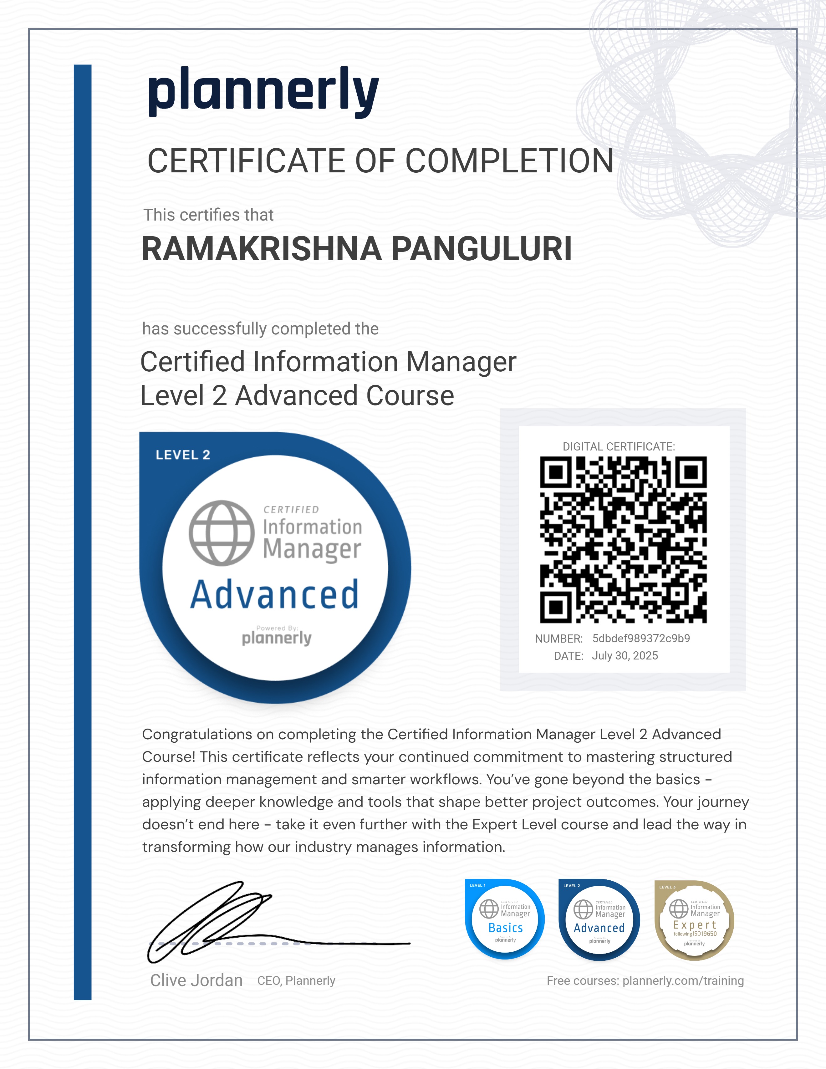 Level 2 Information Manager - Advanced