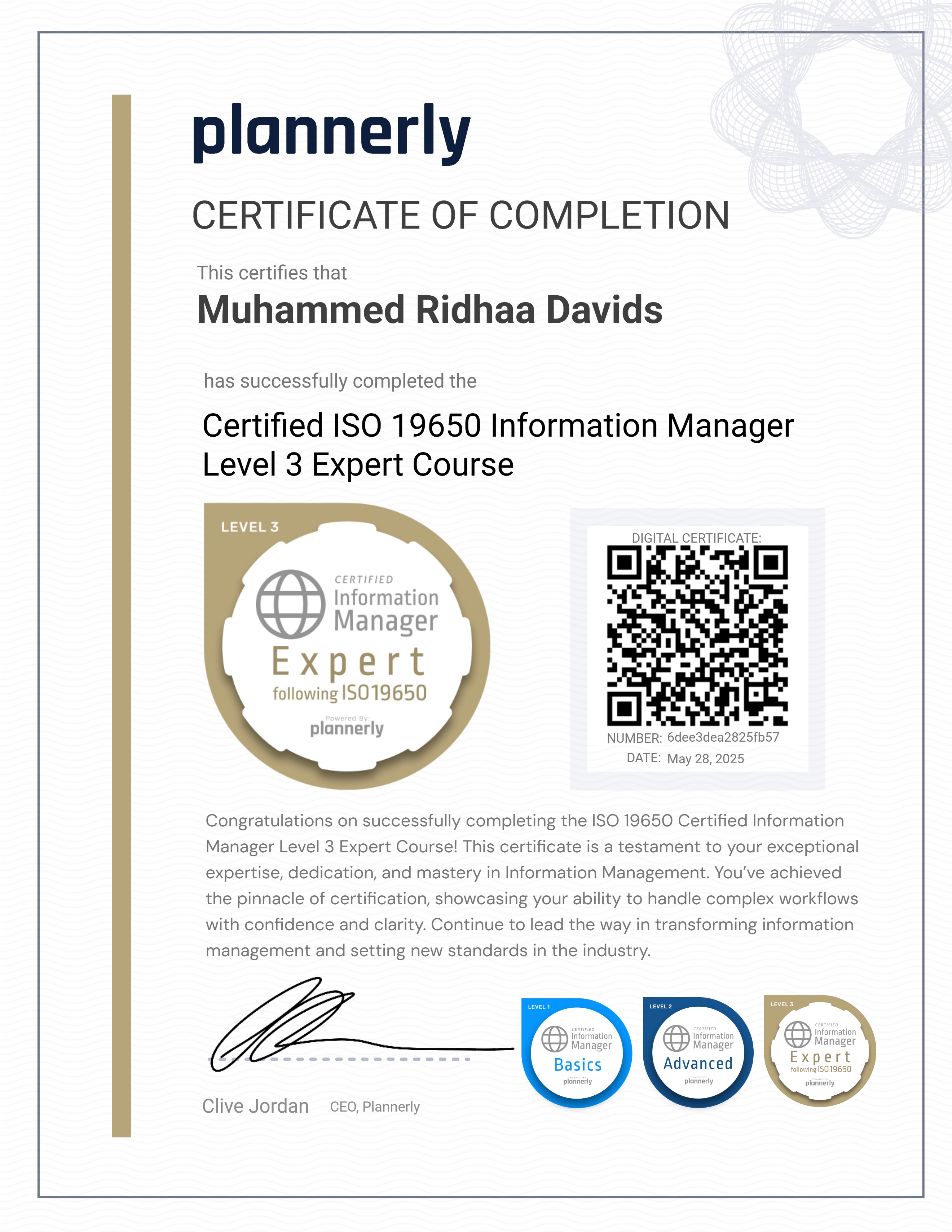Level 3 Information Manager - ISO 19650 Expert