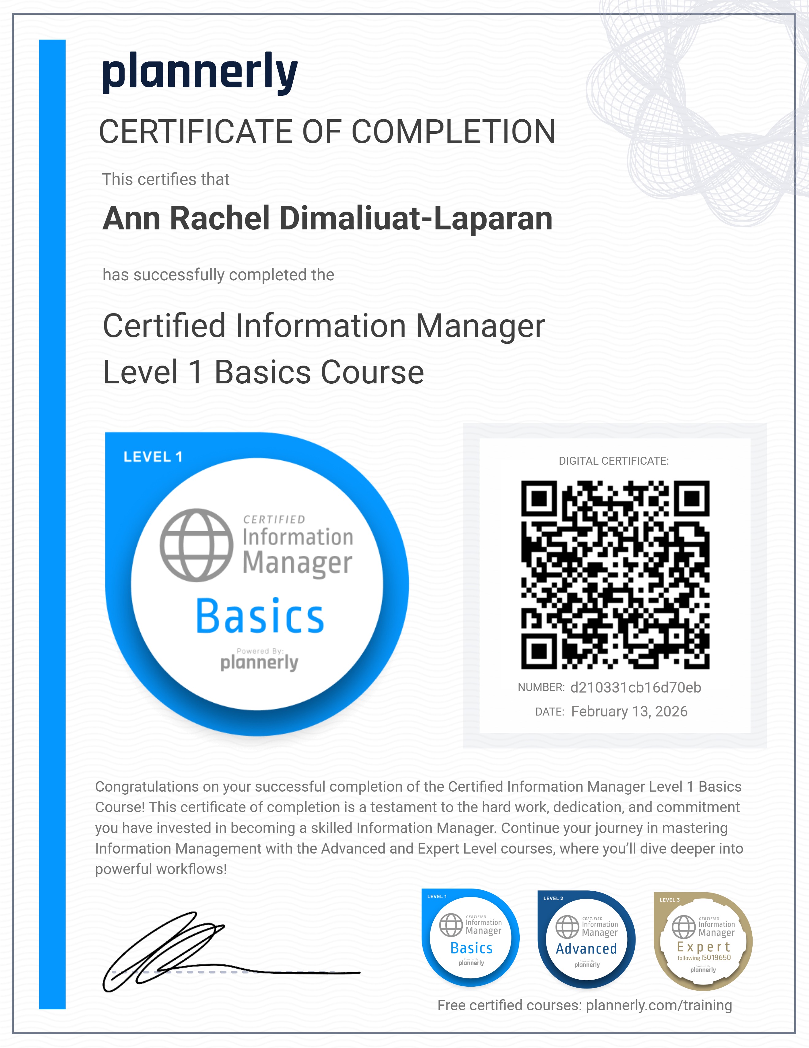 Level 1 Information Manager - Basics