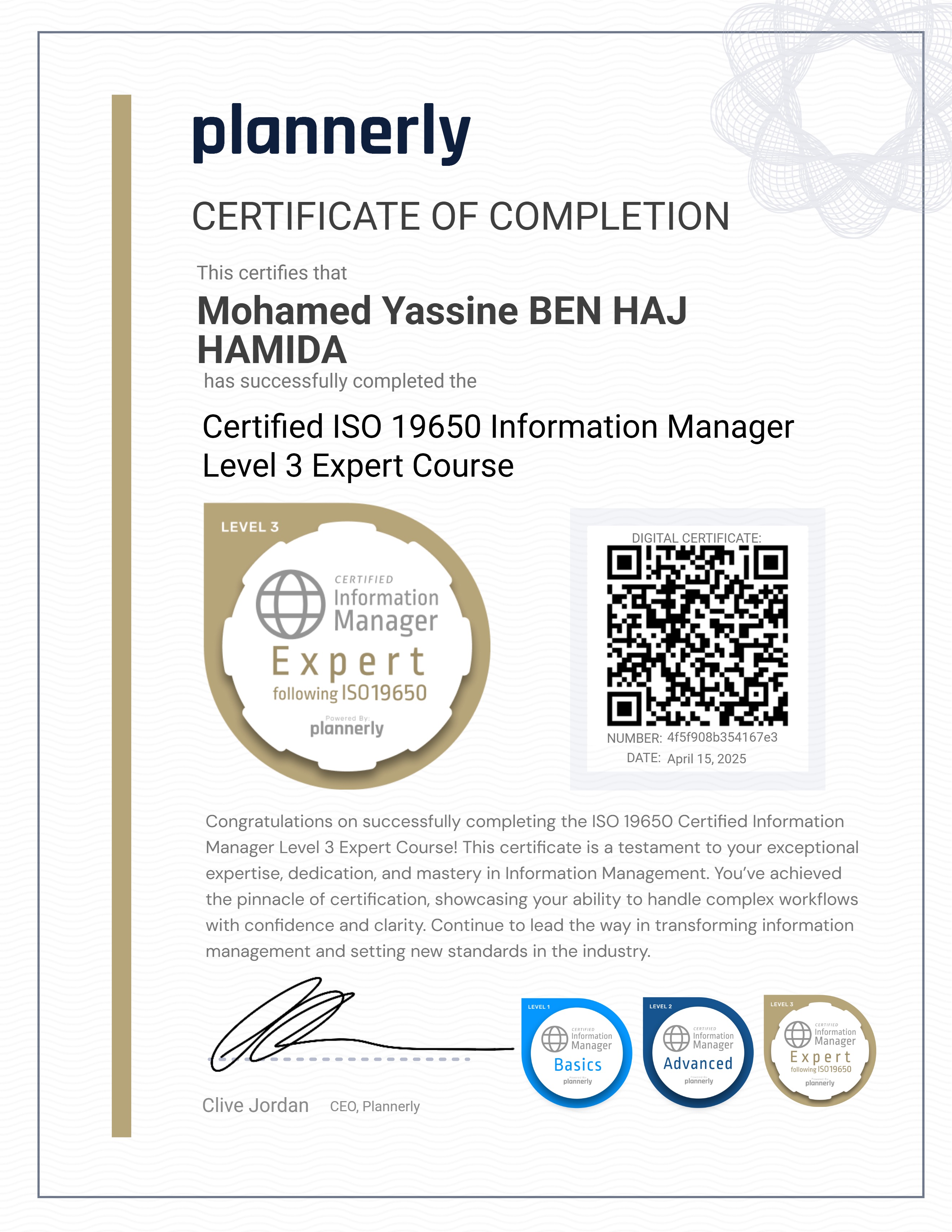 Level 3 Information Manager - ISO 19650 Expert