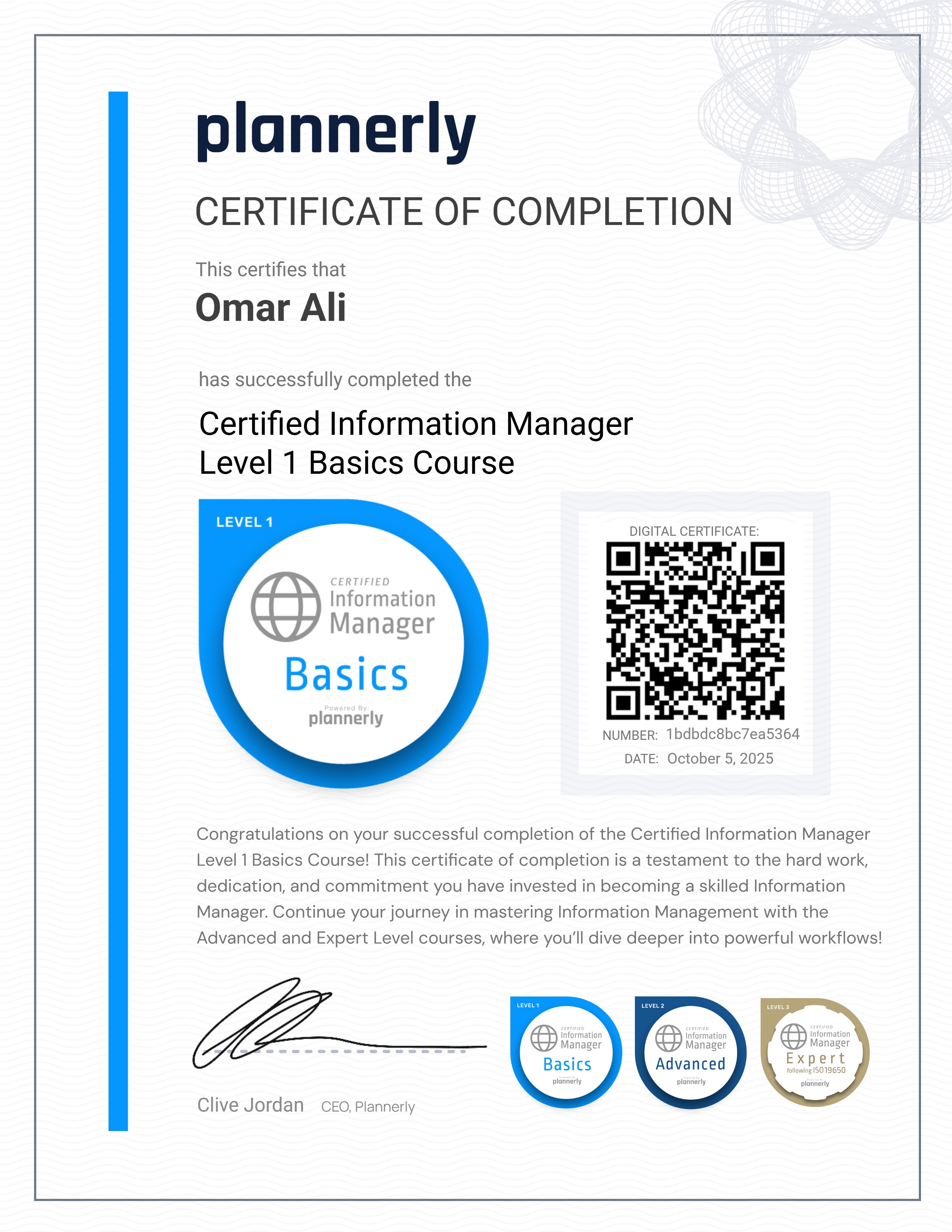 Level 1 Information Manager - Basics