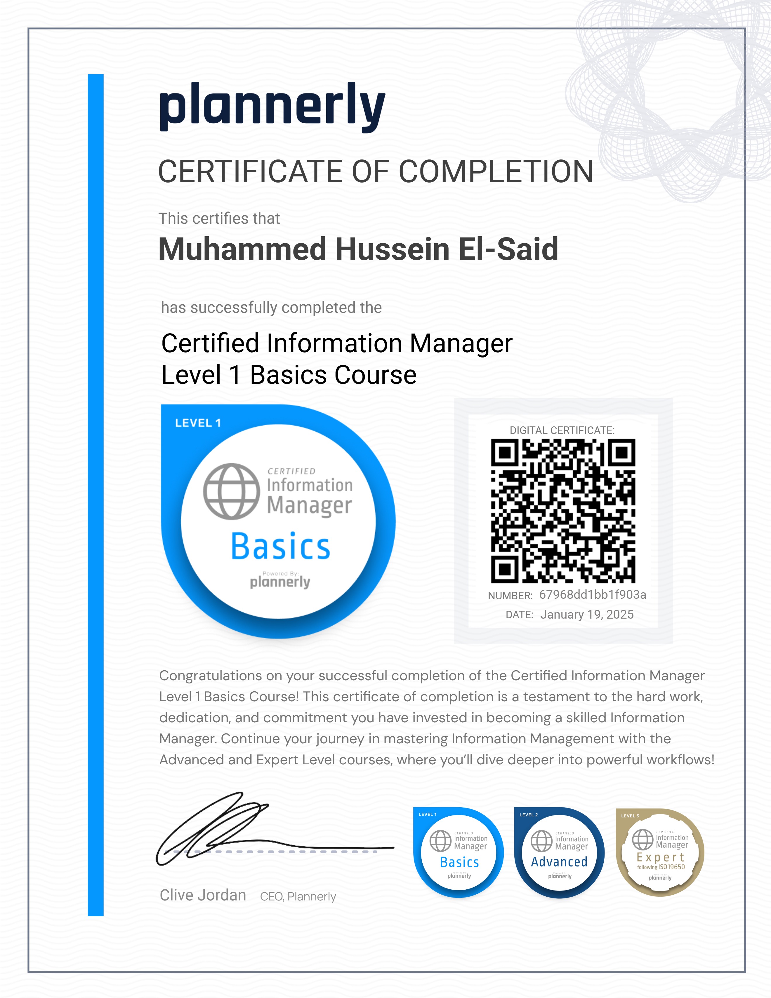 Level 1 Information Manager - Basics