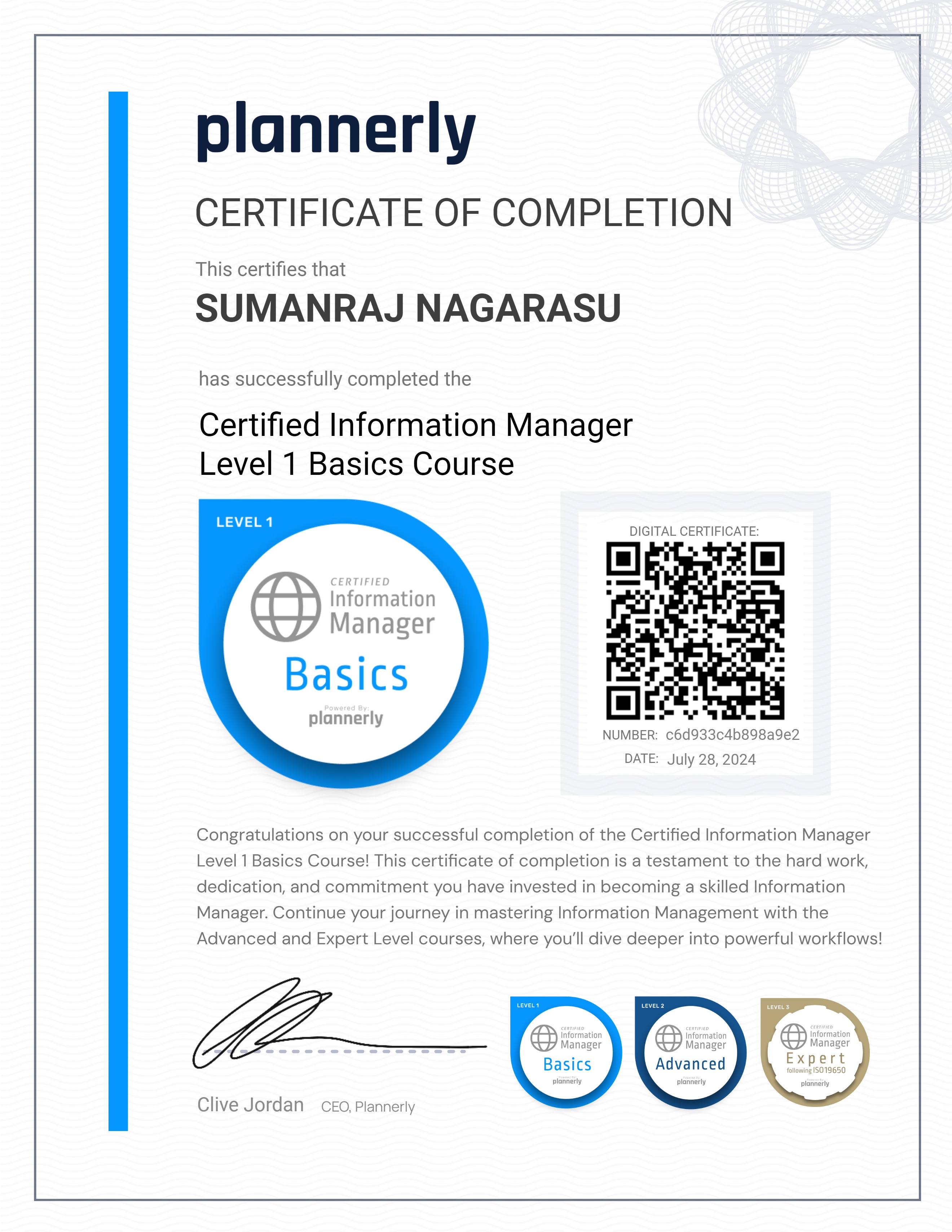 Level 1 Information Manager - Basics