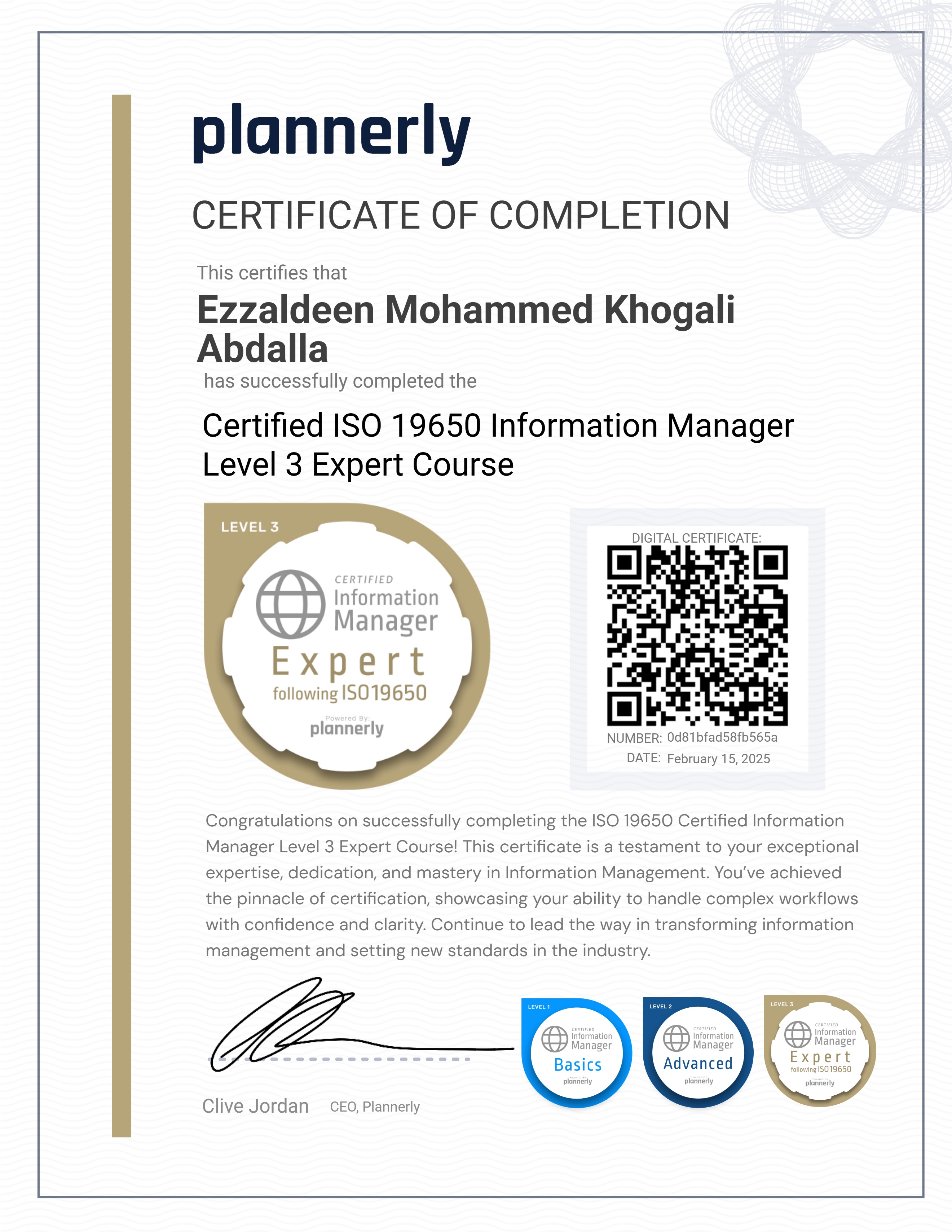 Level 3 Information Manager - ISO 19650 Expert