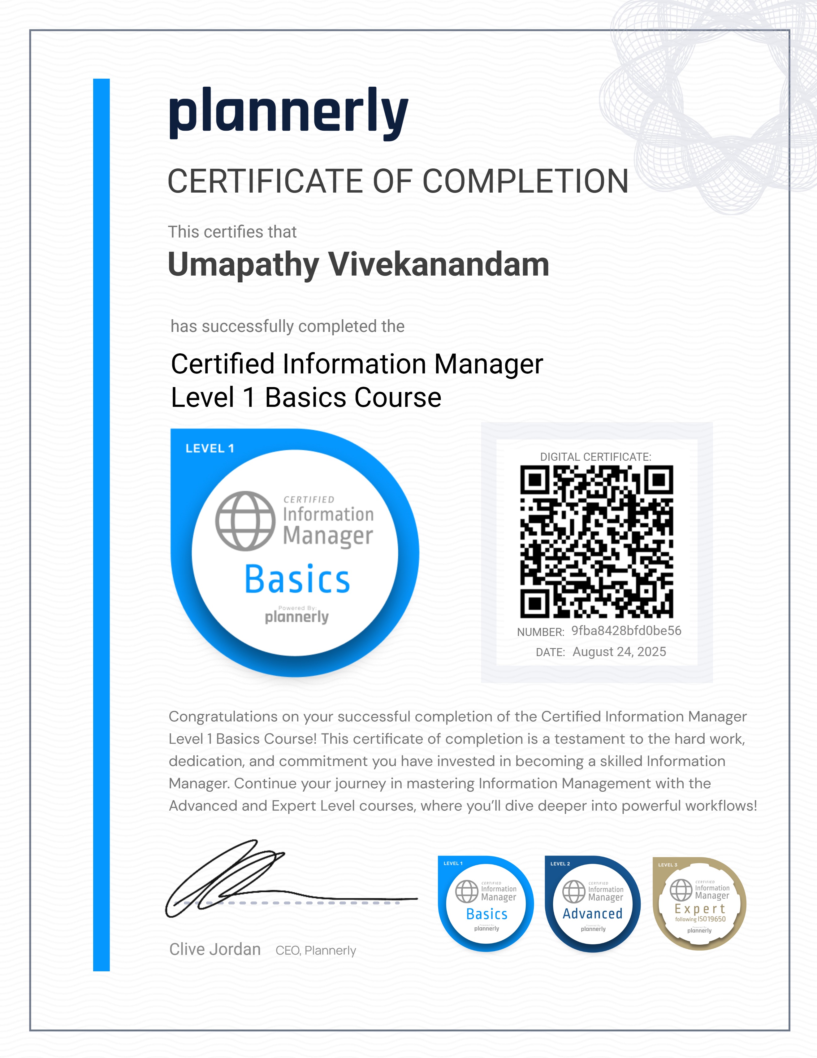 Level 1 Information Manager - Basics