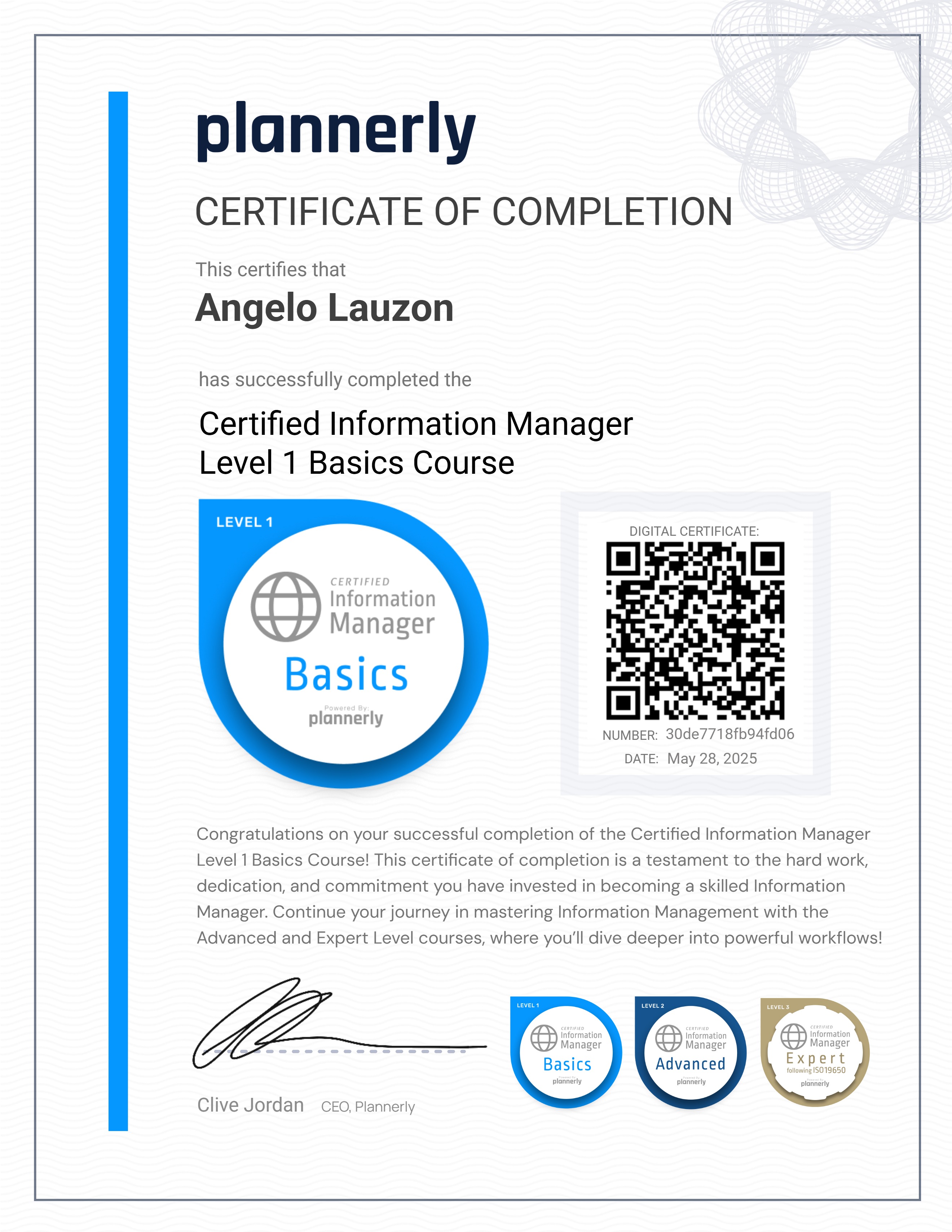 Level 1 Information Manager - Basics