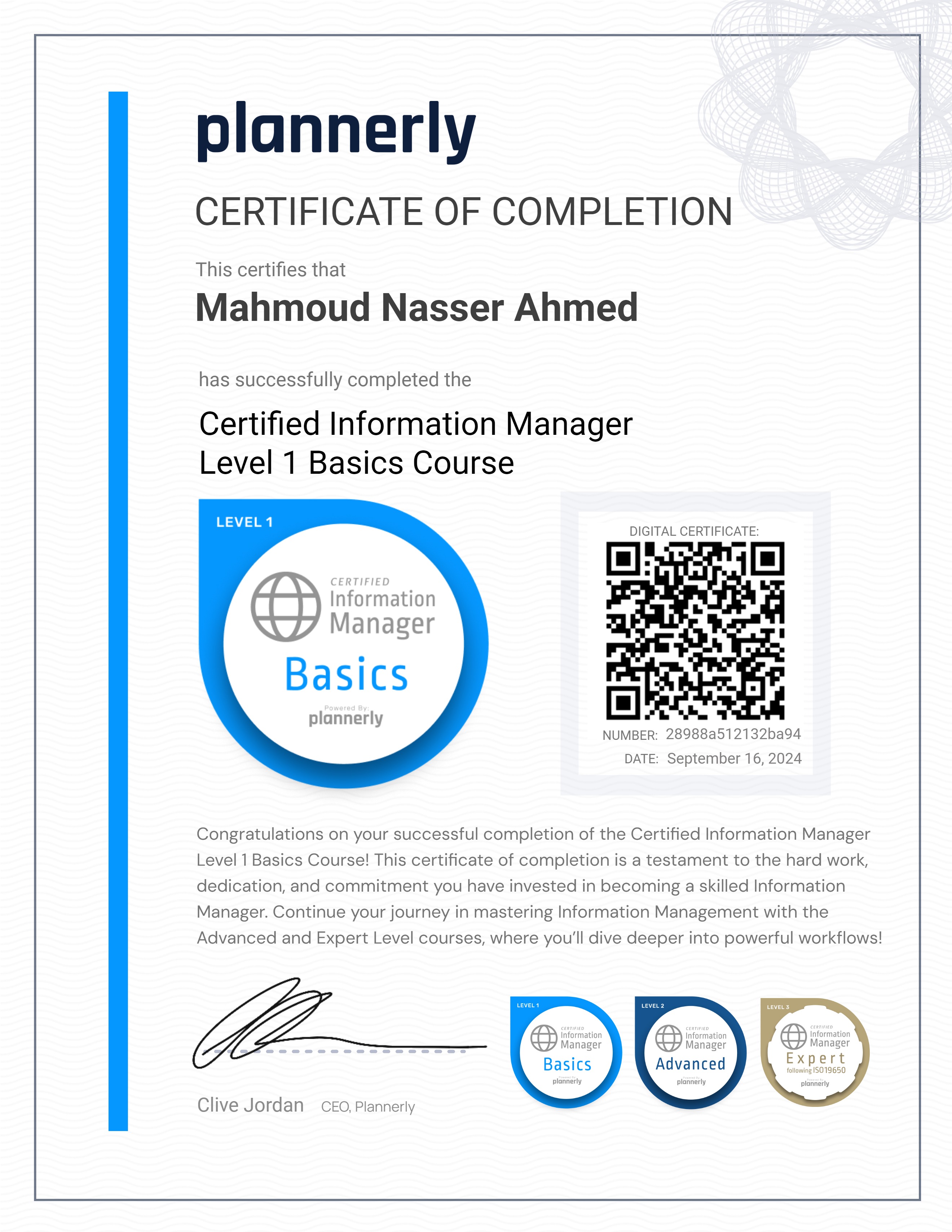 Level 1 Information Manager - Basics