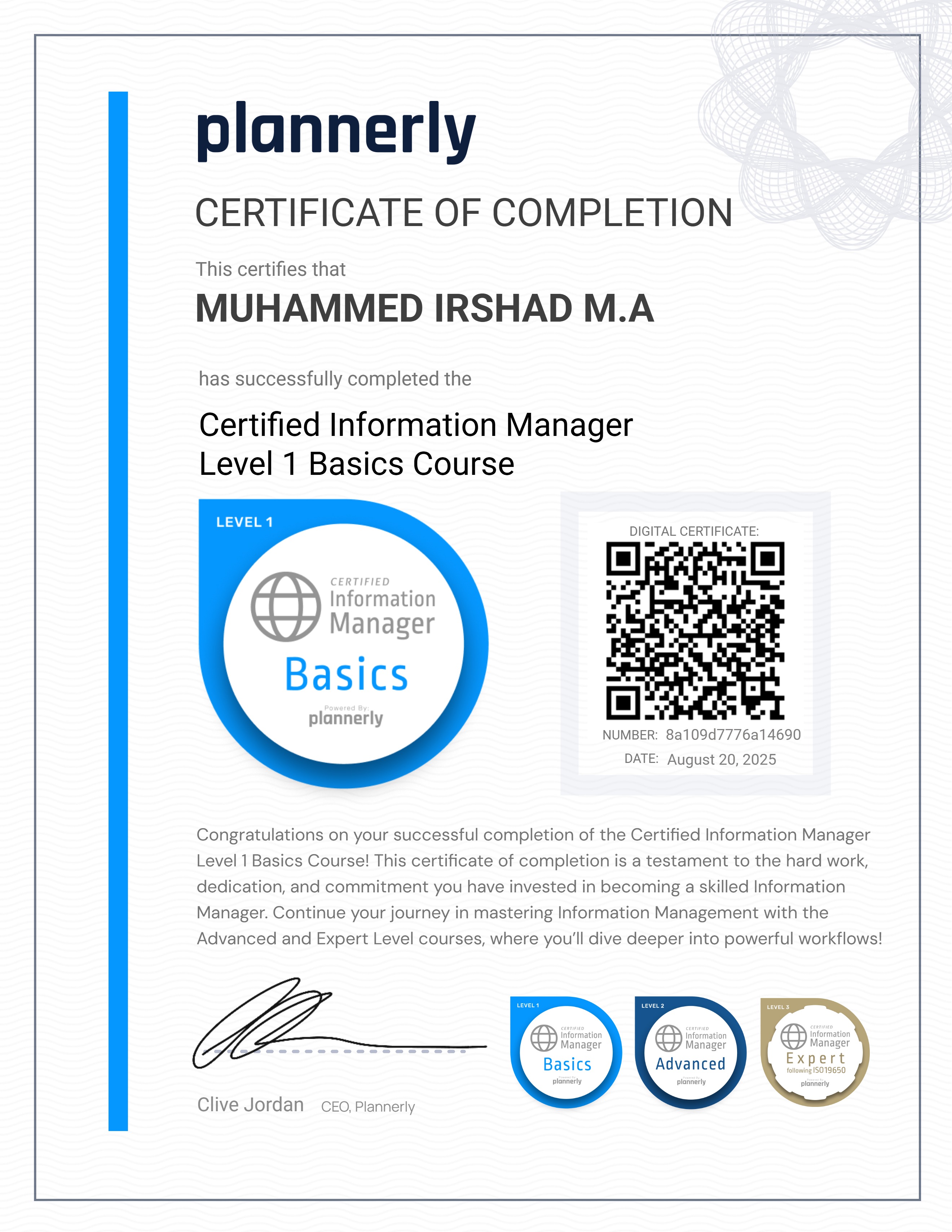 Level 1 Information Manager - Basics