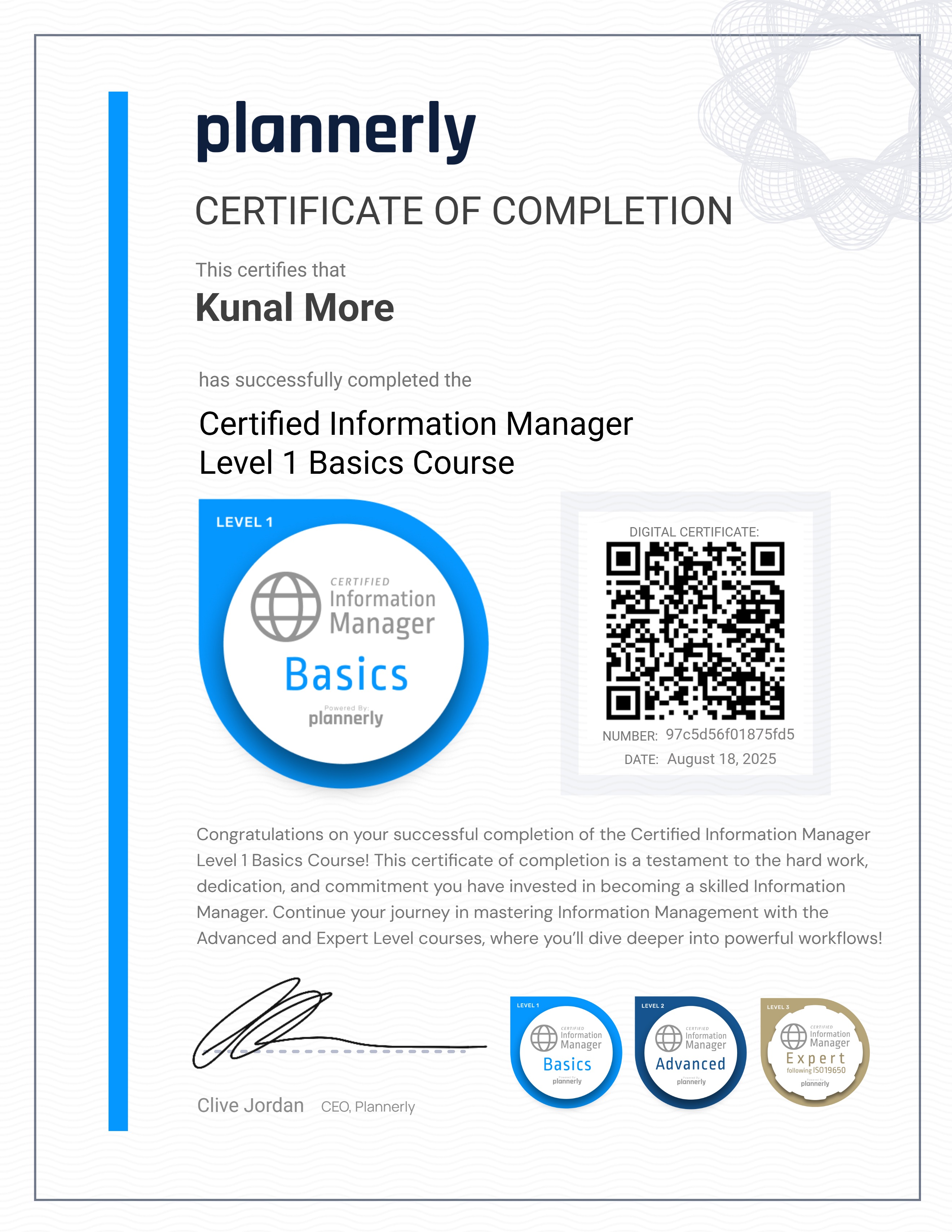 Level 1 Information Manager - Basics