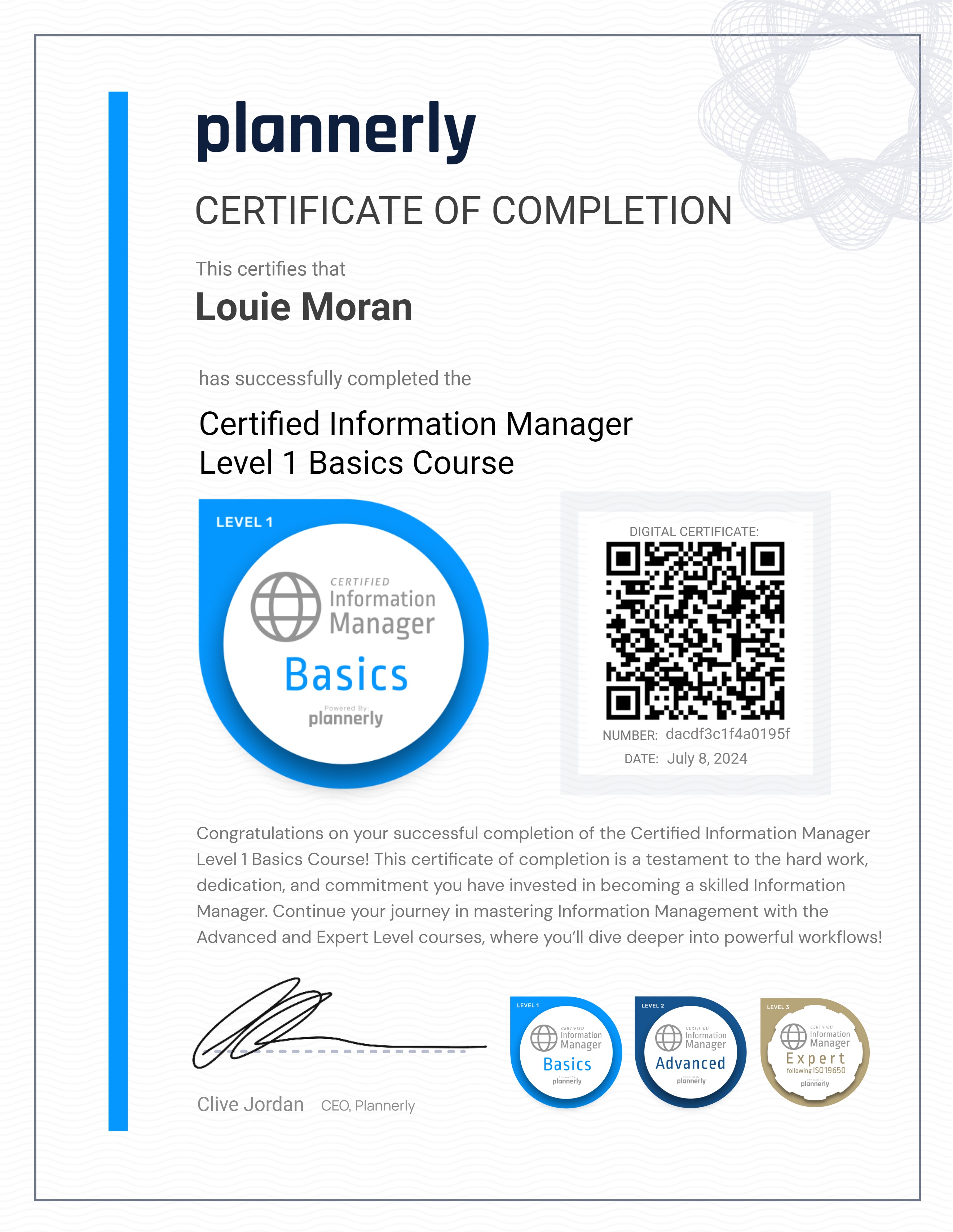 Level 1 Information Manager - Basics