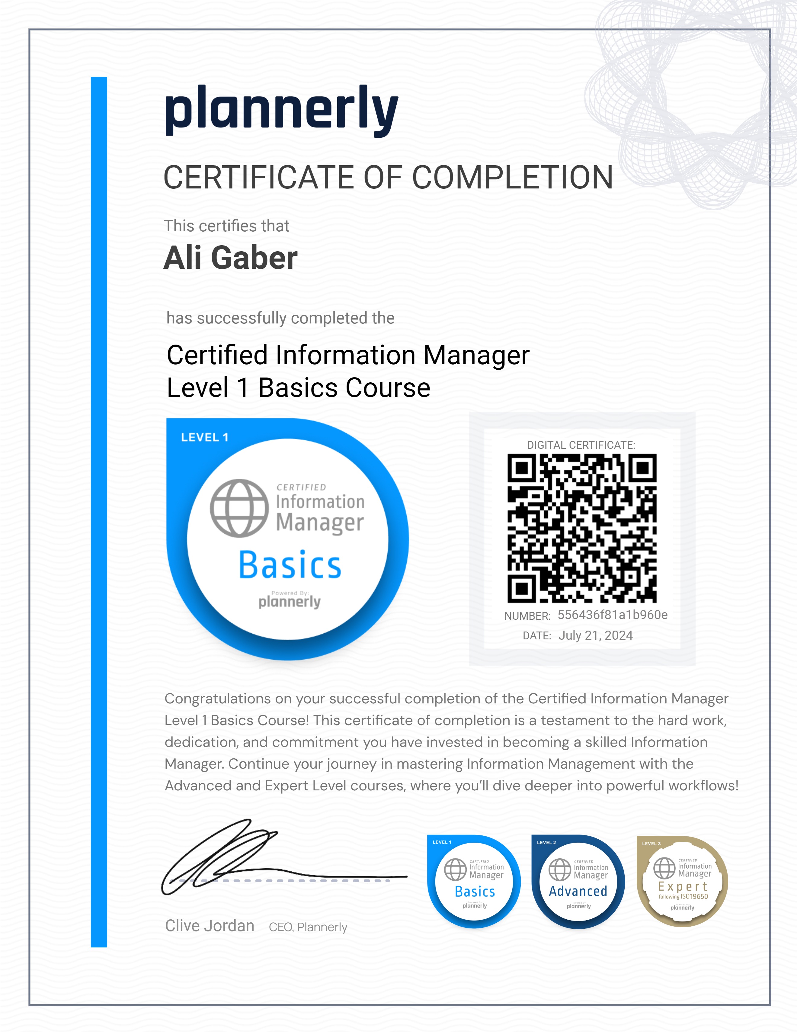 Level 1 Information Manager - Basics