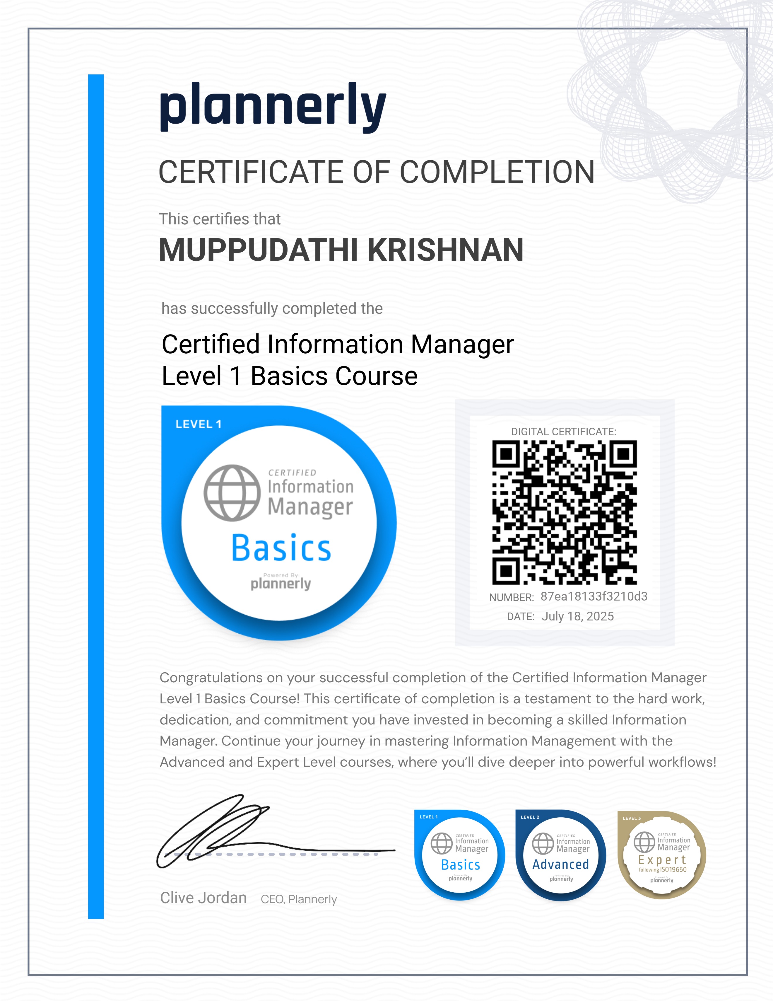 Level 1 Information Manager - Basics