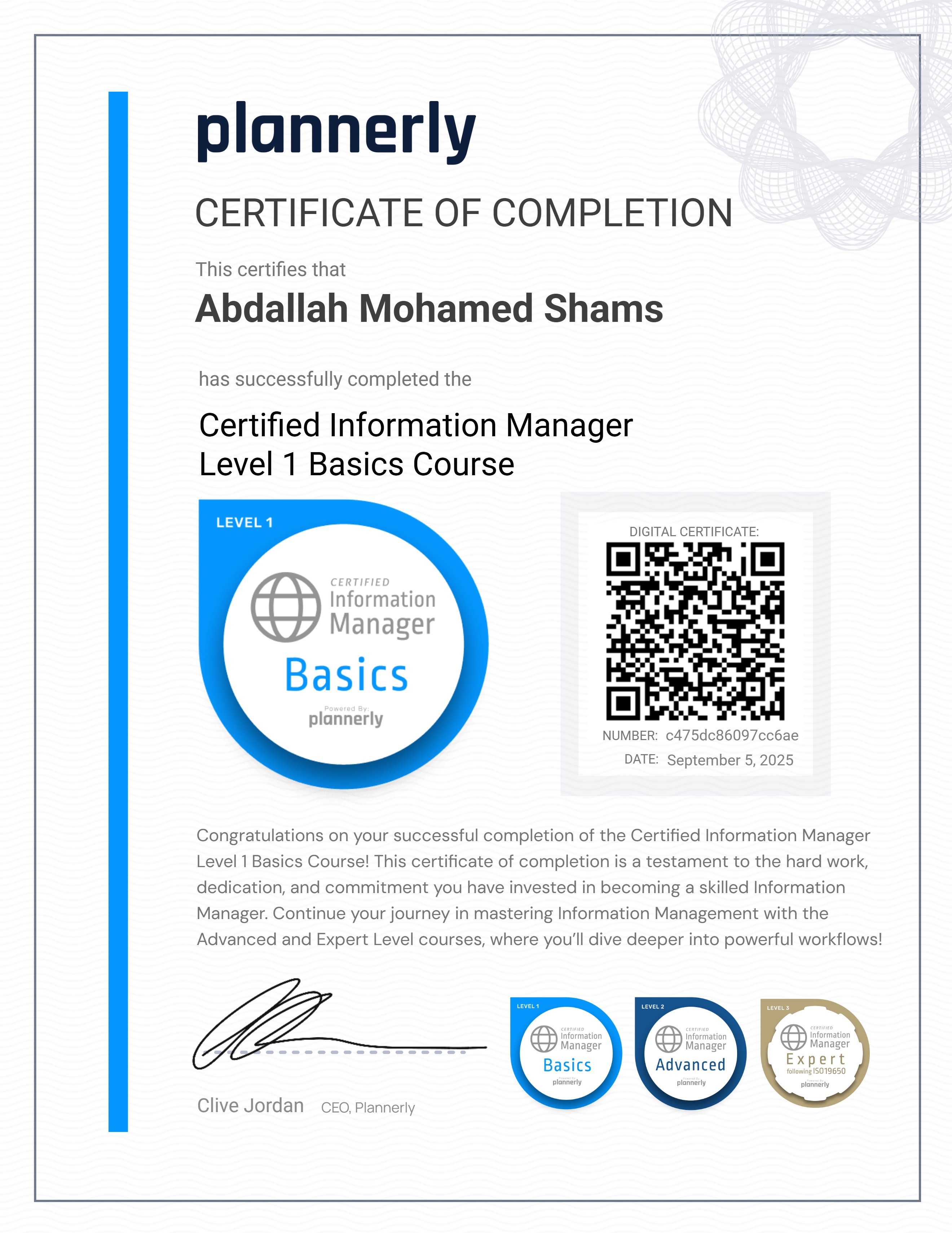 Level 1 Information Manager - Basics