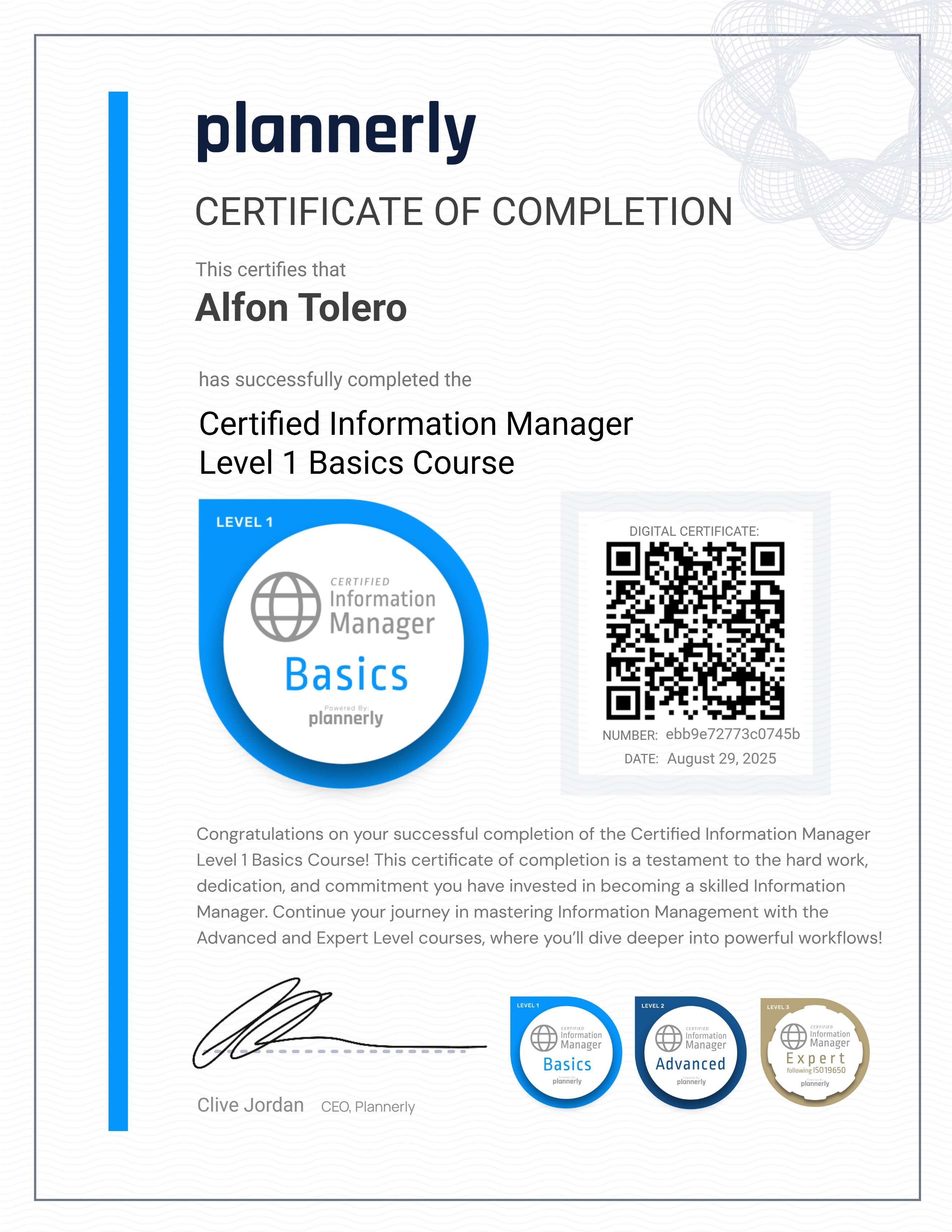 Level 1 Information Manager - Basics