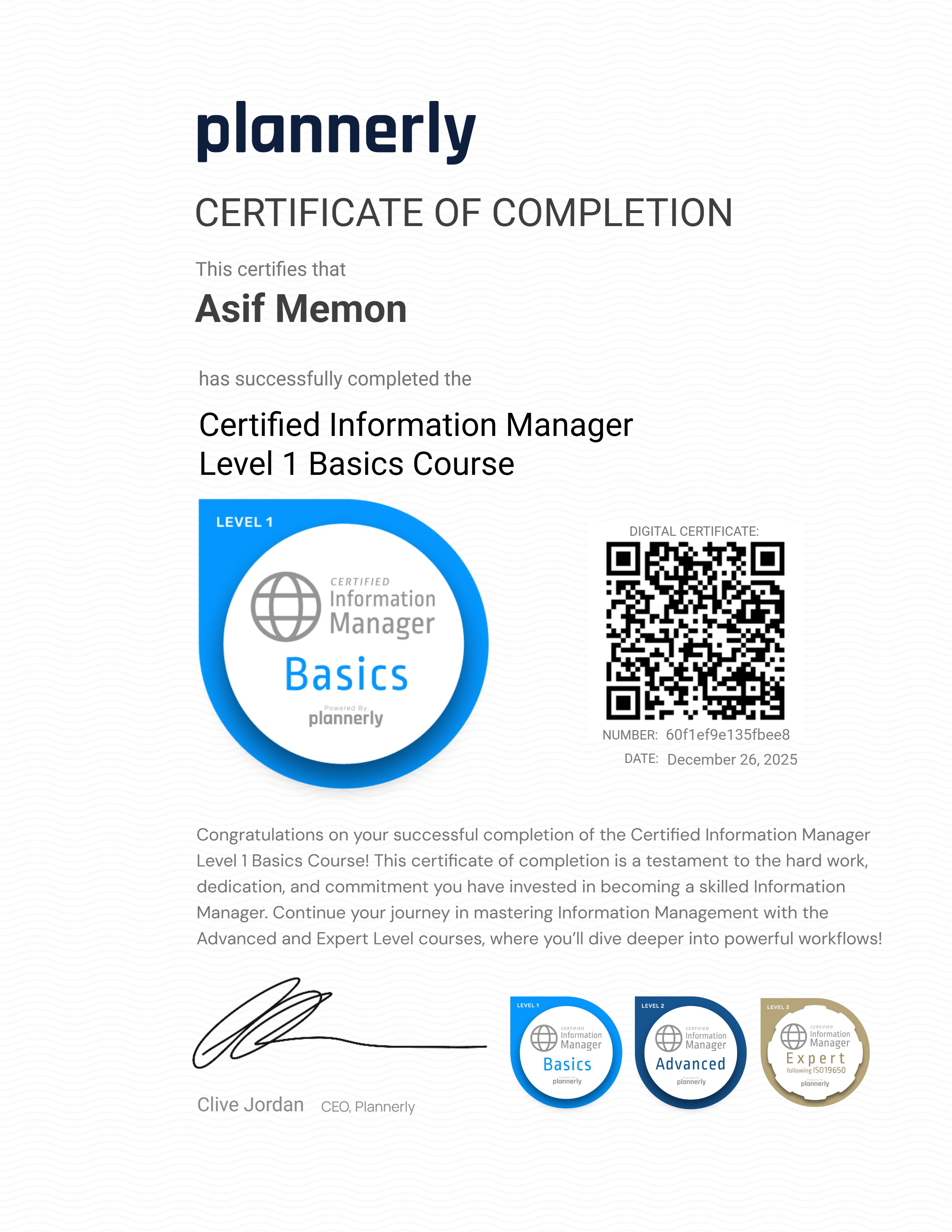 Level 1 Information Manager - Basics