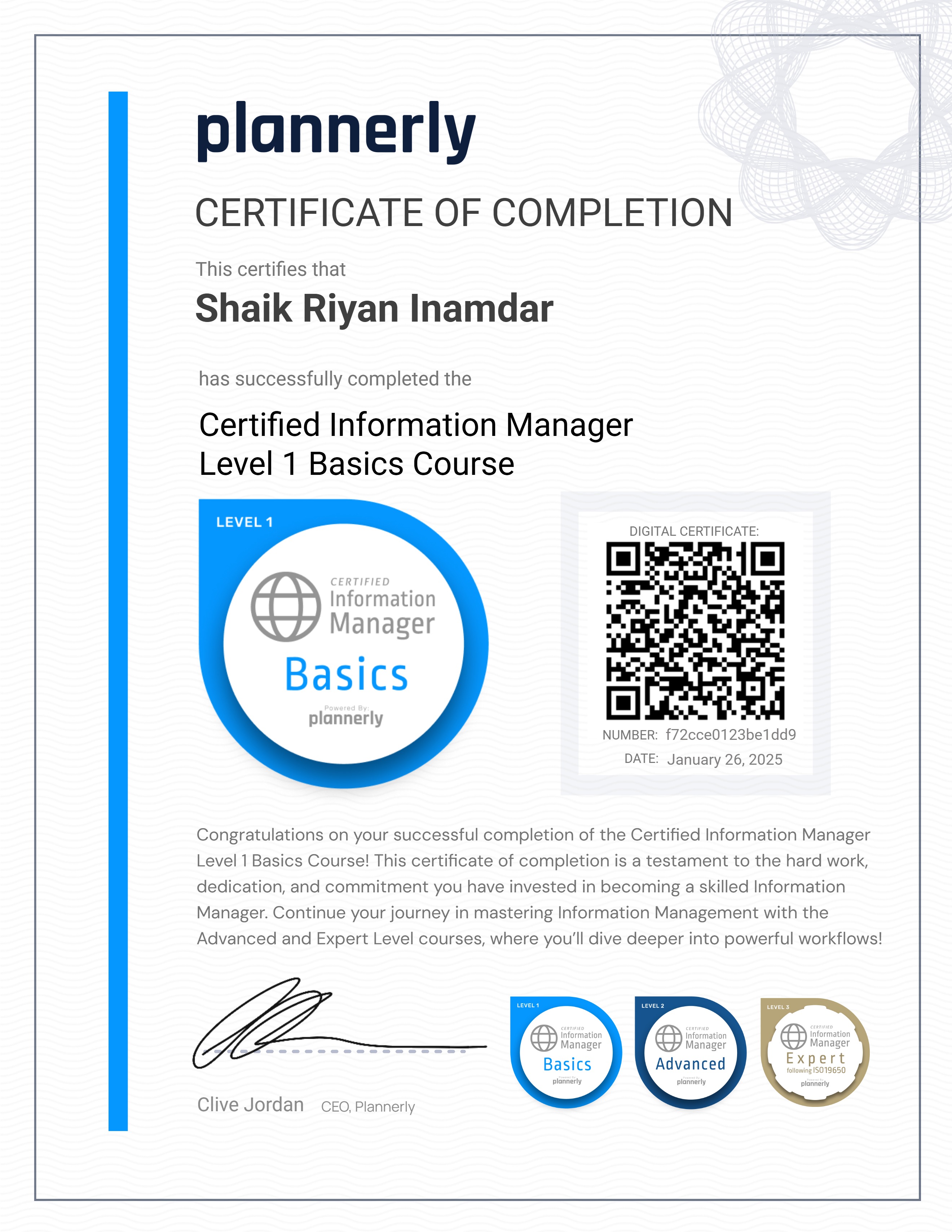 Level 1 Information Manager - Basics
