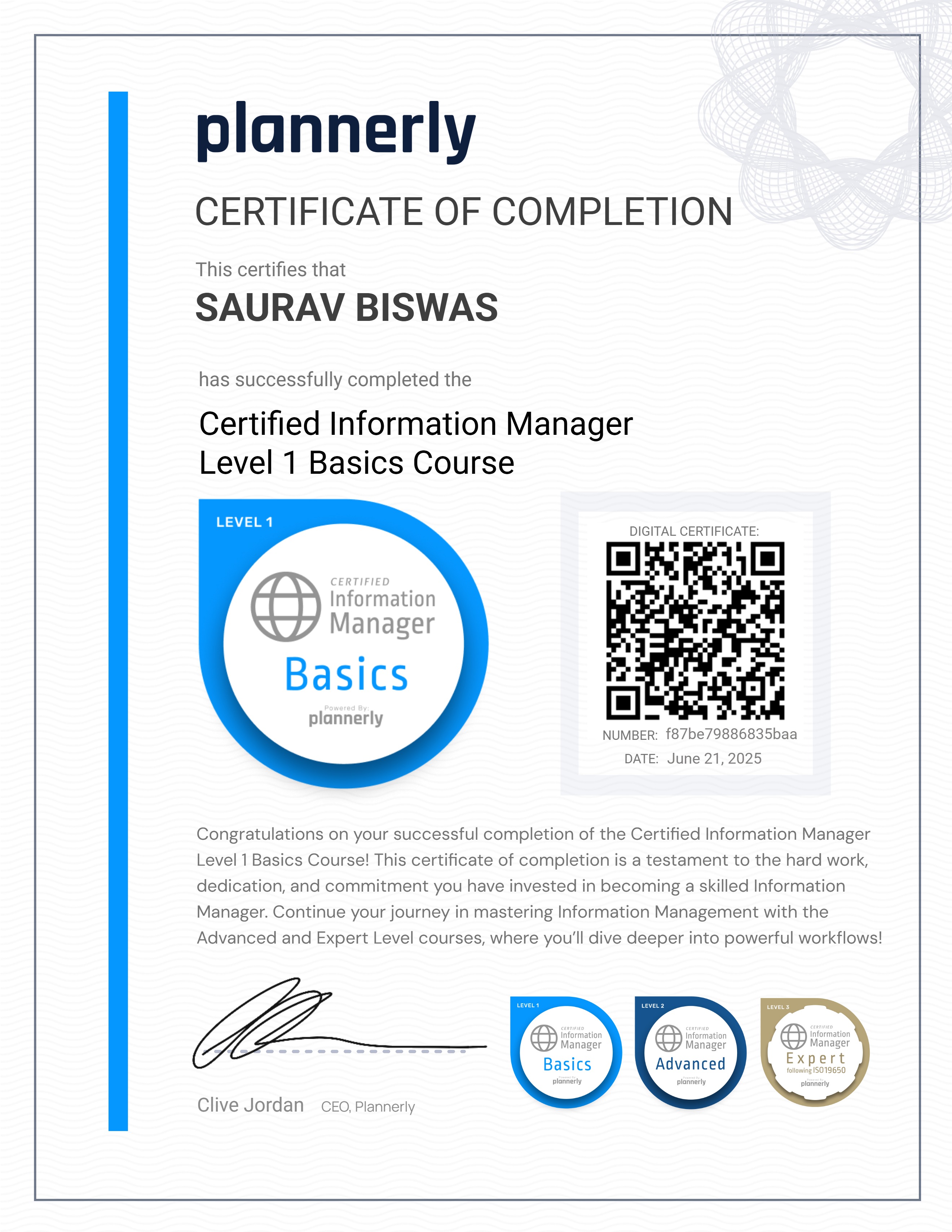 Level 1 Information Manager - Basics