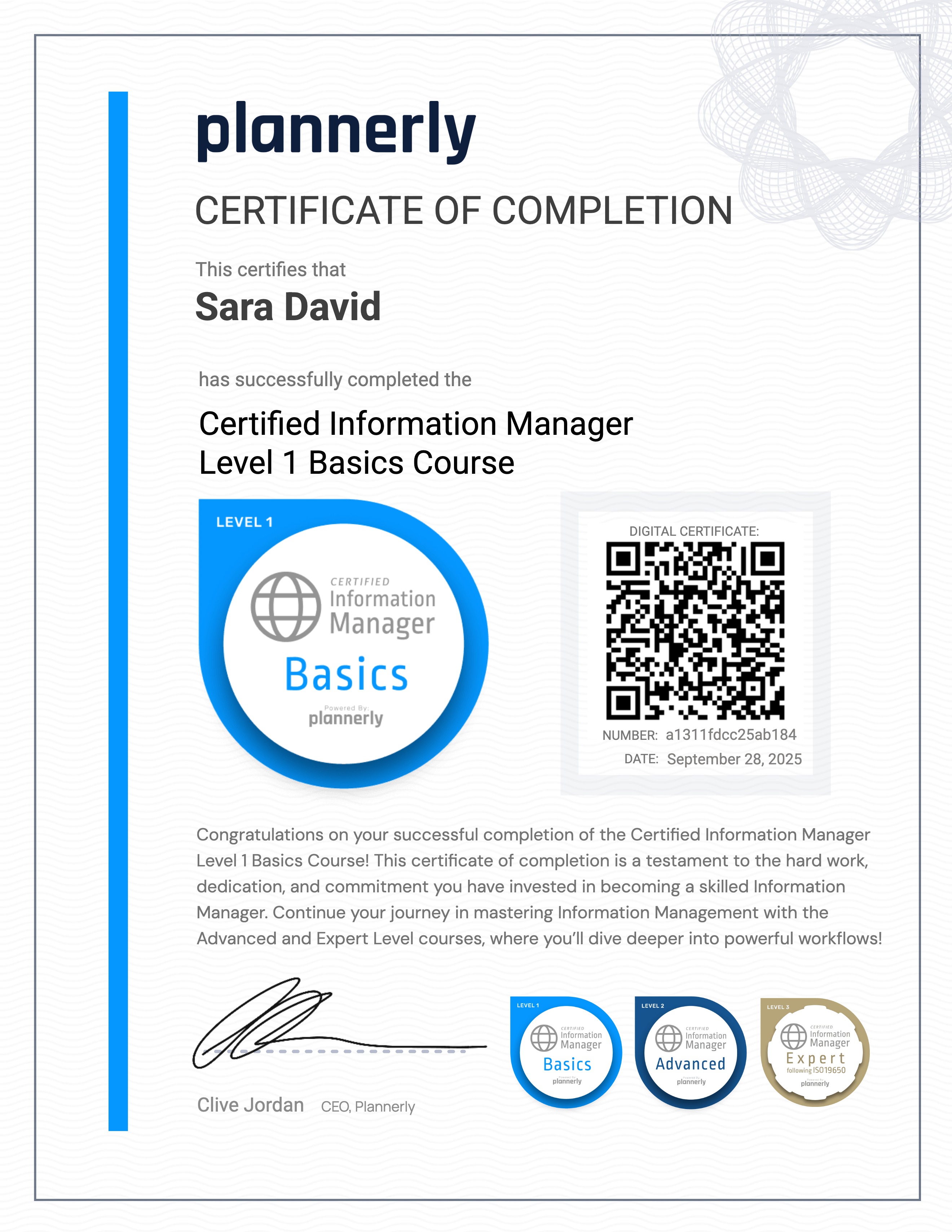 Level 1 Information Manager - Basics