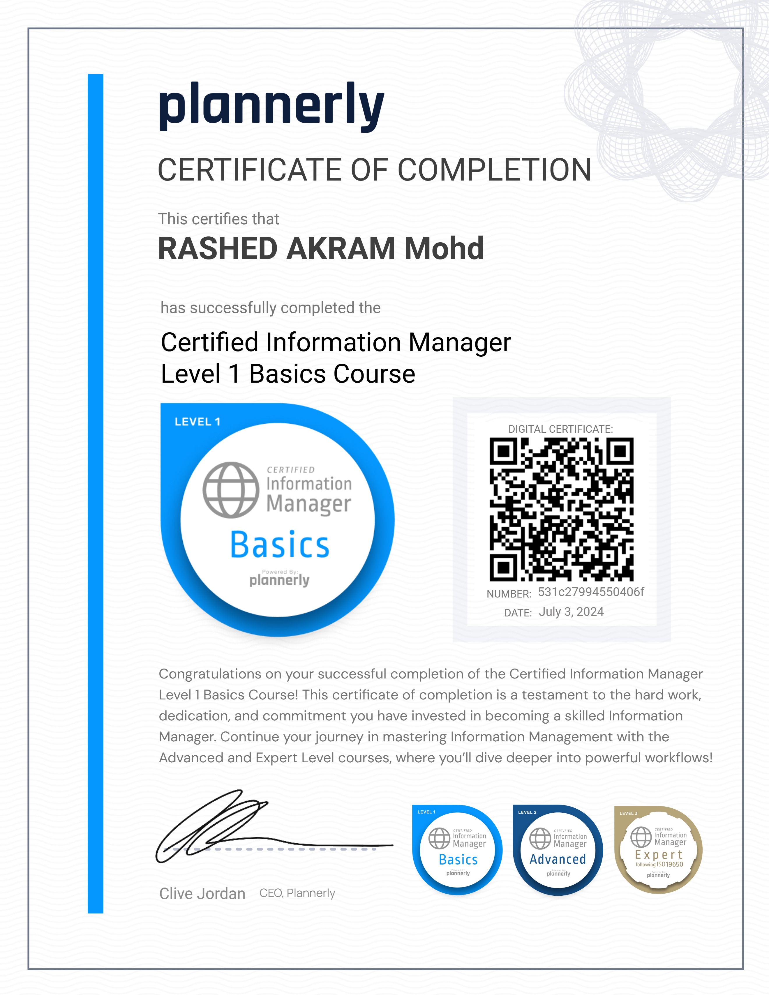 Level 1 Information Manager - Basics