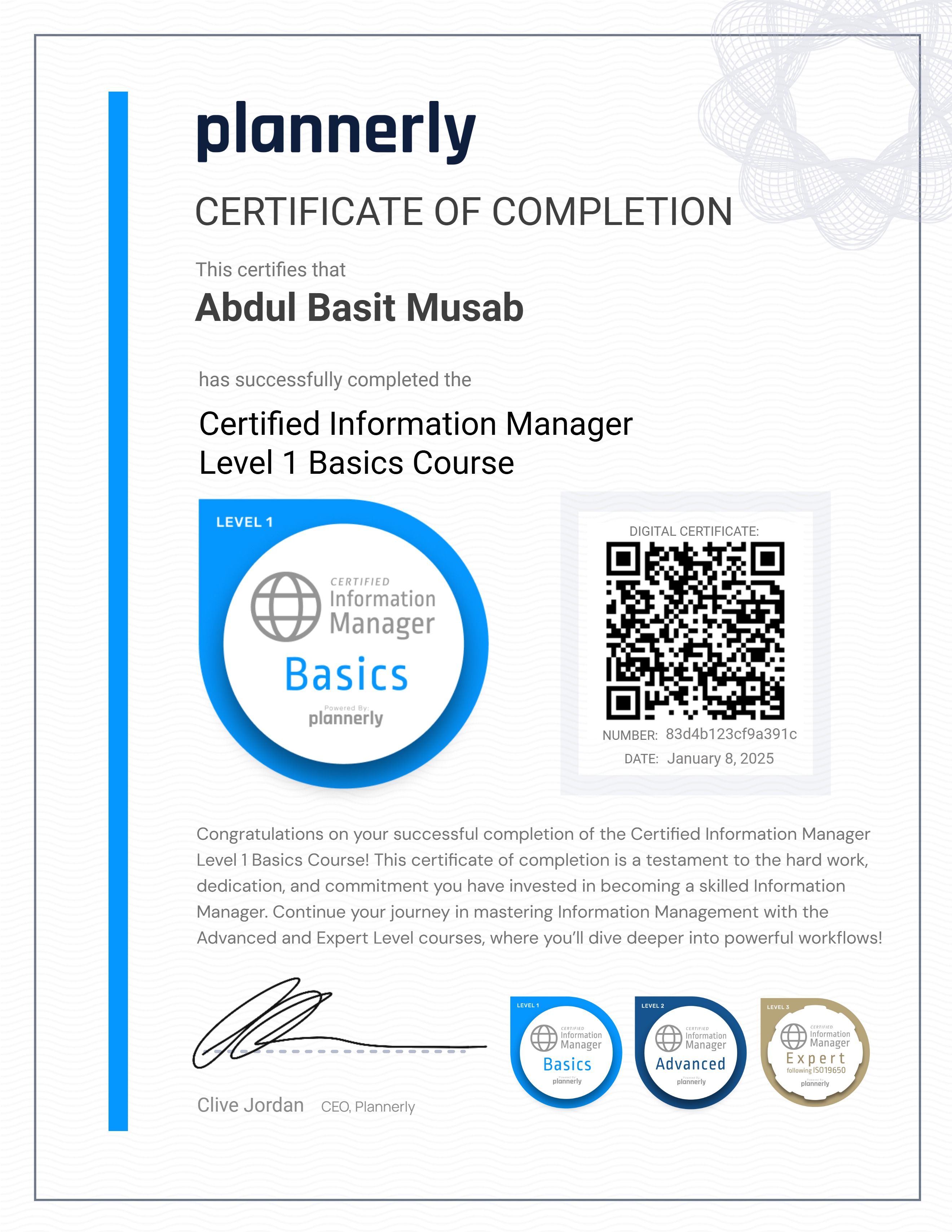 Level 1 Information Manager - Basics