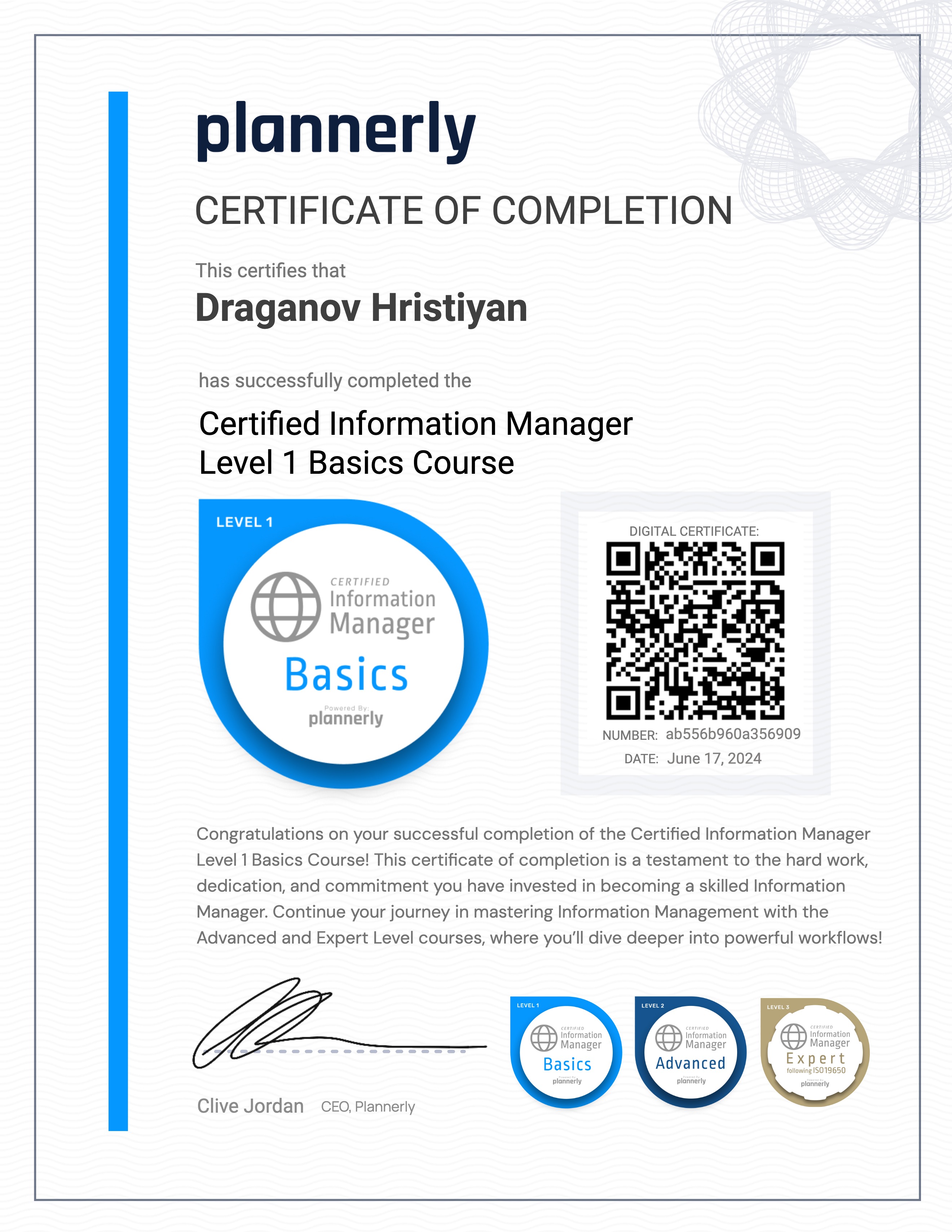 Level 1 Information Manager - Basics