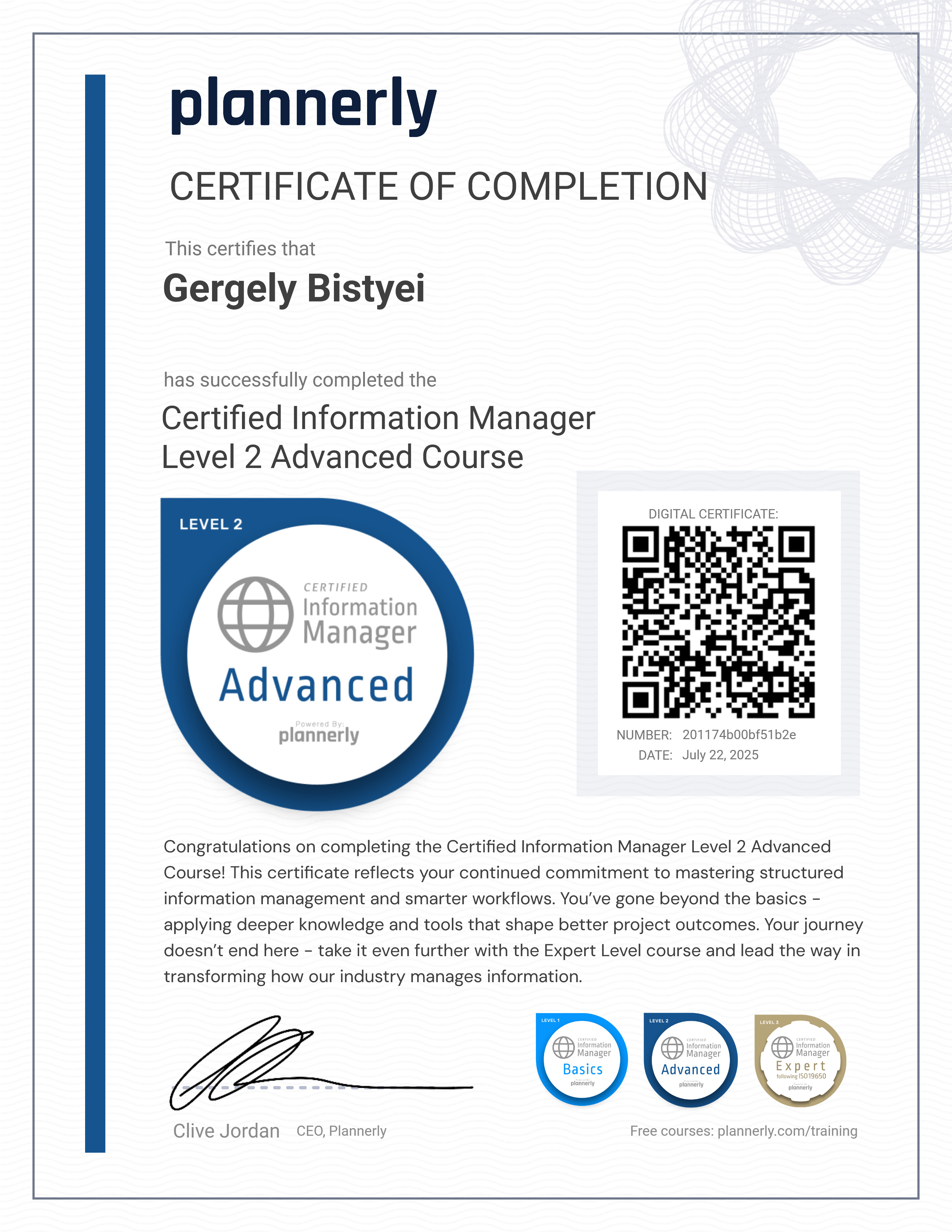 Level 2 Information Manager - Advanced